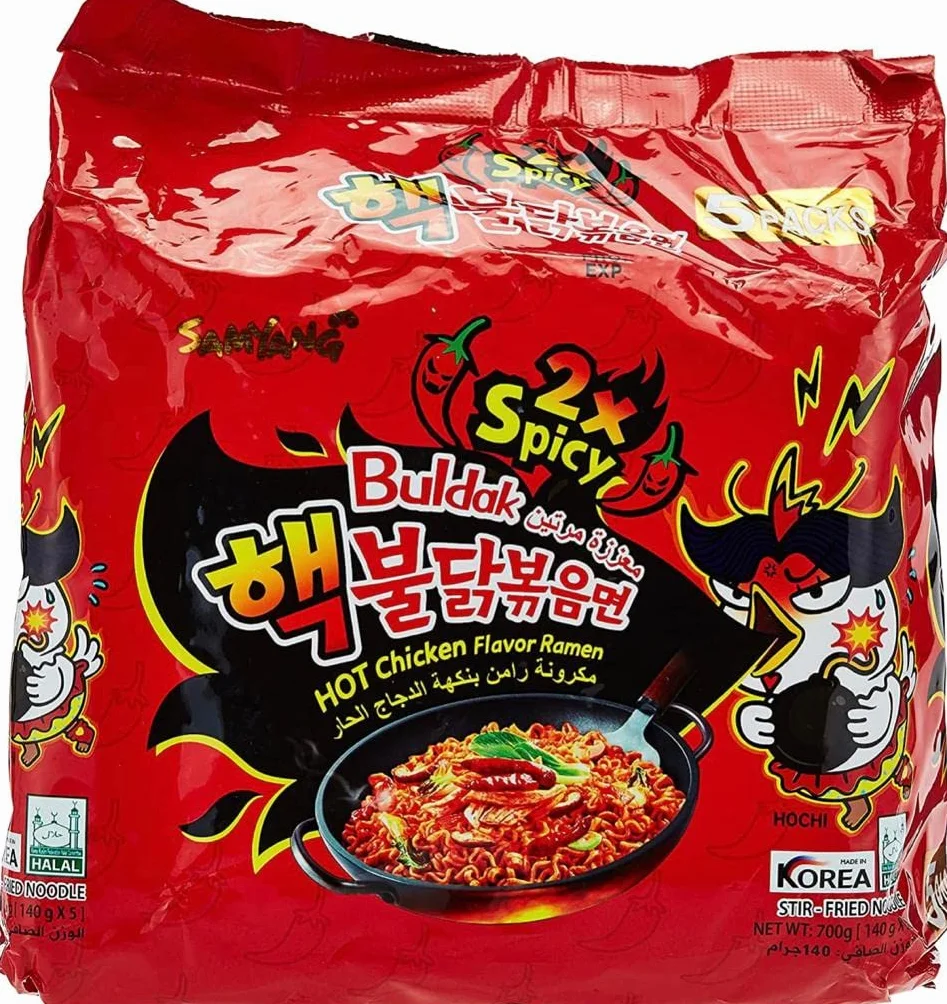 Samyang Spicy Hot (2x Spicy) Makaron ramen o smaku kurczaka, opakowanie 5 szt