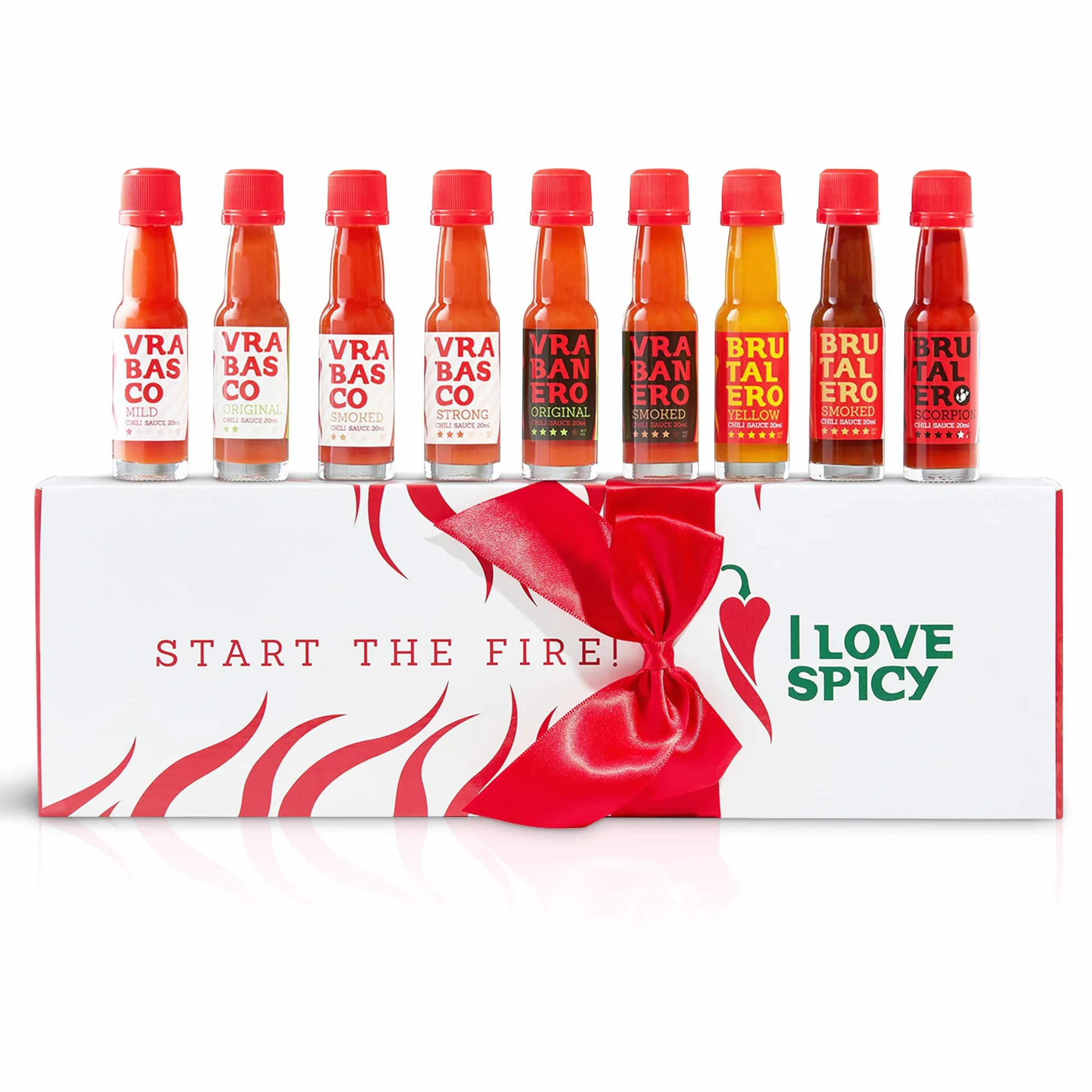 Start the Fire Zestaw Prezentowy 9 x 20 ml Fermentowane Sosy Chili Od Łagodnego do Brutalnego Zestaw Degustacyjny