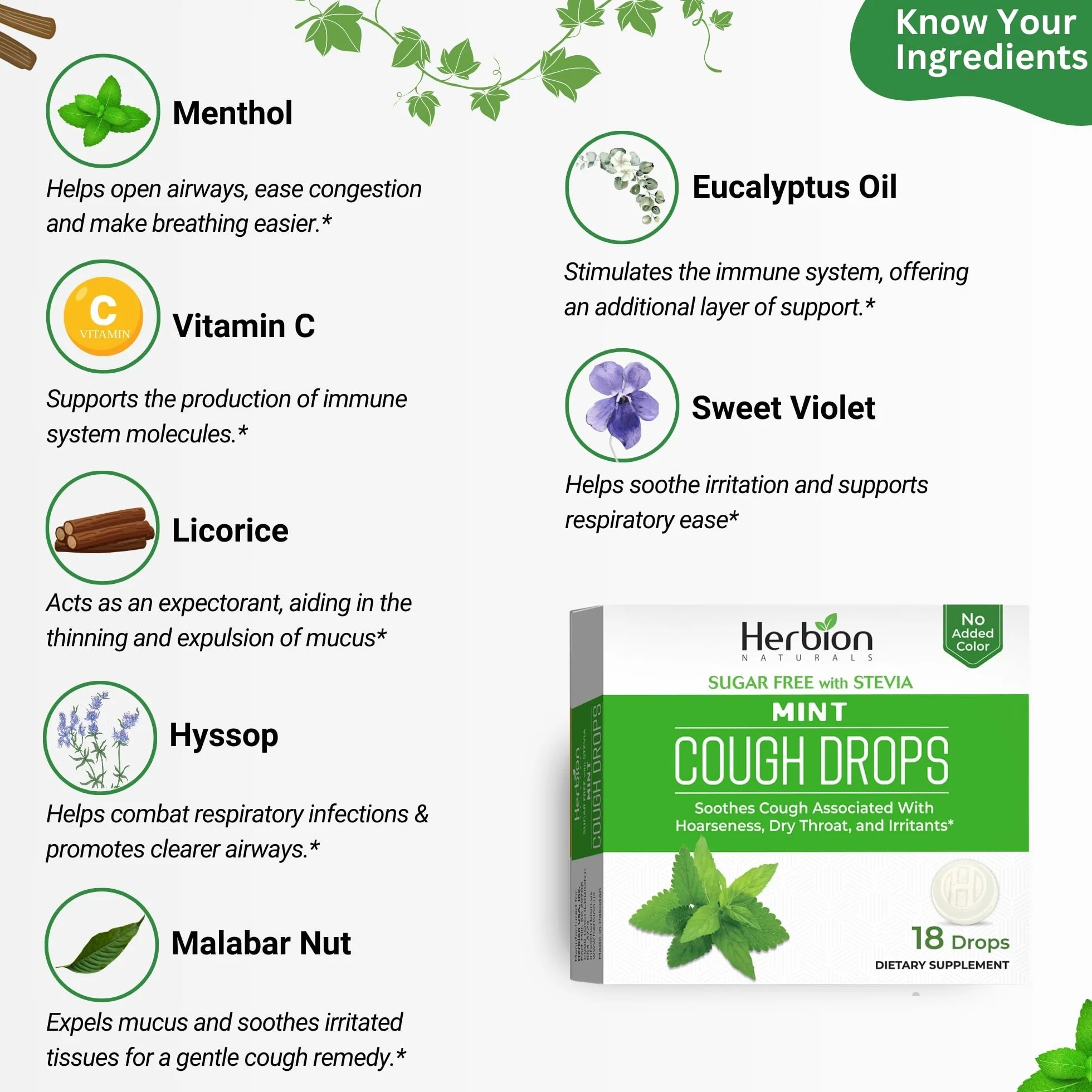 Herbion Naturals krople na kaszel bez cukru o naturalnym smaku mięty – 18 tabletek do ssania – 48 sztuk 846 tabletek do ssania.