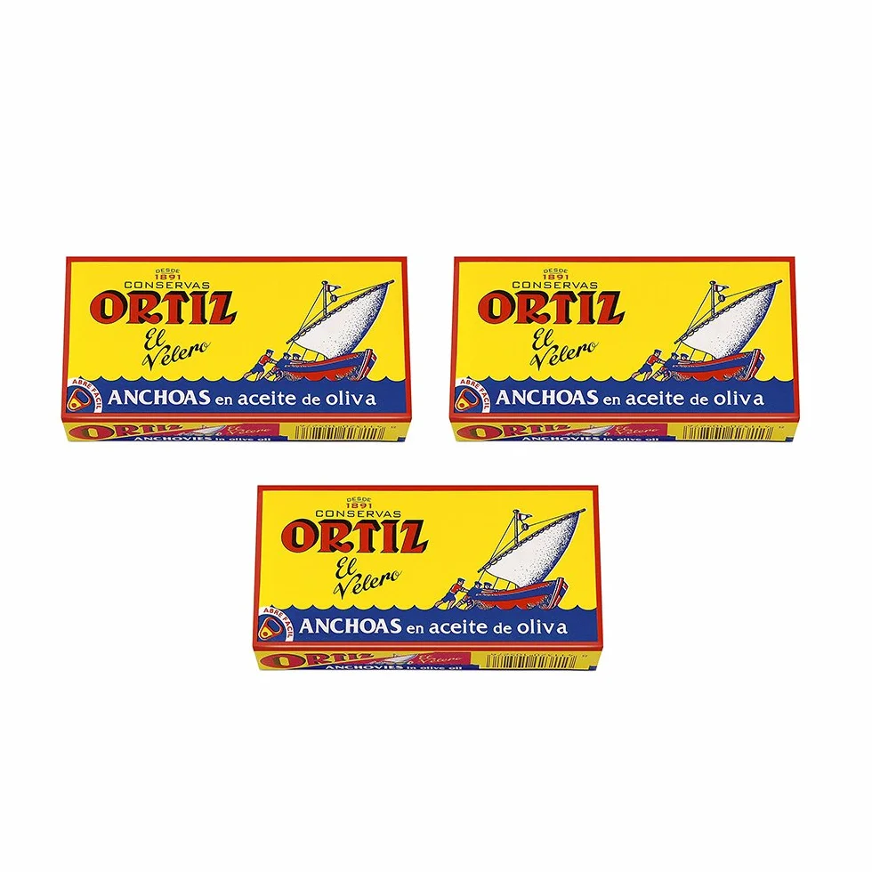 Ortiz Anchoas En Aceite De Oliva - Anchovies In Oliwa z oliwek, Filety z Sardeli, 3 x 47 g