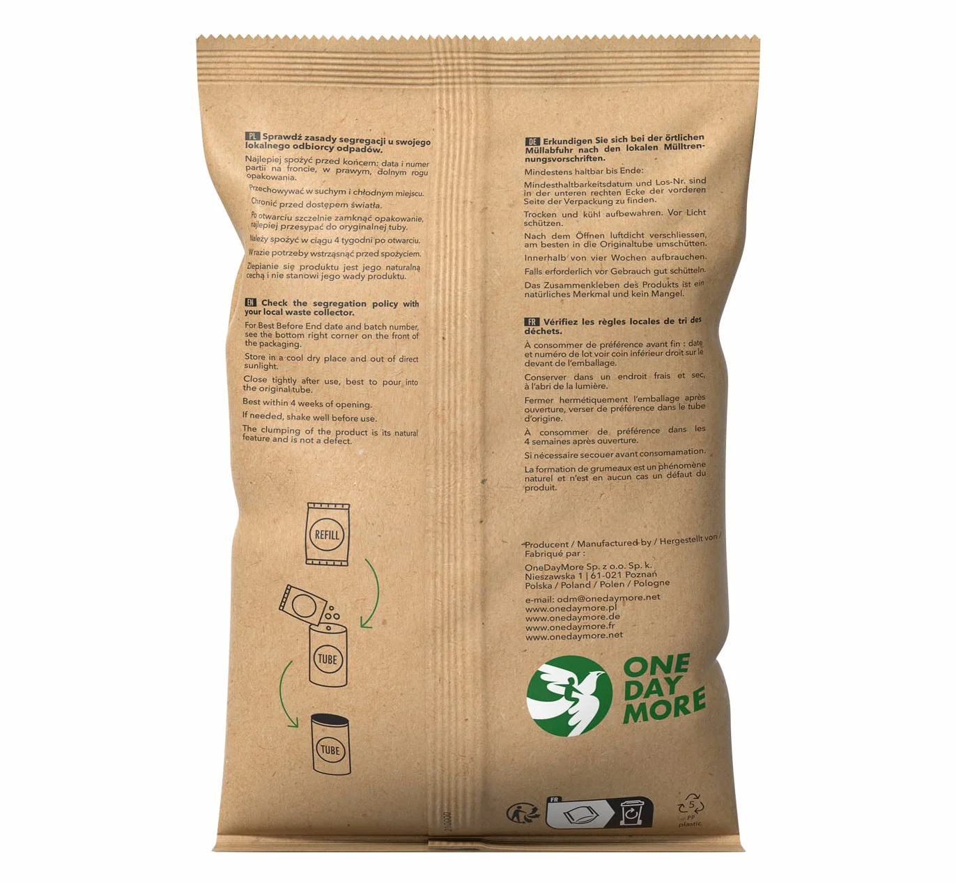 OneDayMore Owsianka Bananowa Bez Dodatku Cukru | Refill 4-pak x 450 g | Płatki owsiane z liofilizowanym bananem i inuliną z korzenia cykorii | Szybkie śniadanie