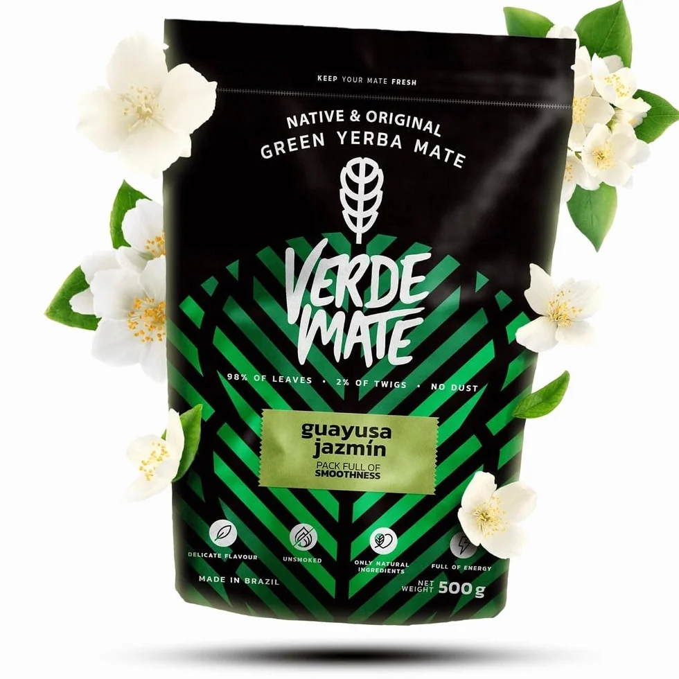 Verde Mate Green Guayusa Jazmín 0,5 kg | Wyjątkowa yerba mate z guayusą i jaśminem 500 g | Podwójna moc pobudzenia | Delikatna w smaku | Jedyna taka herbata yerba mate z Brazylii