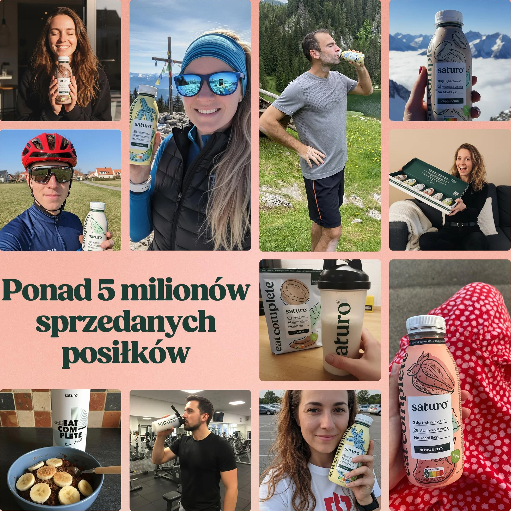 Saturo Pożywienie do picia truskawka 330 kcal białko 8 x 330 ml