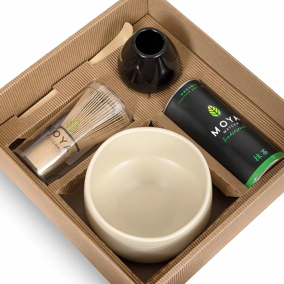 MOYA MATCHA Japoński zestaw do herbaty Matcha klasy ceremonialnej z miską, trzepaczką bambusową, uchwytem i łyżką