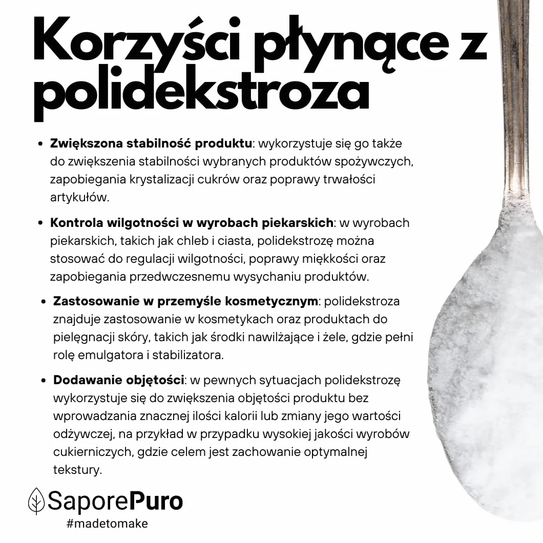 SaporePuro Polidekstroza w proszku 1 kg – Rozpuszczalny błonnik pokarmowy – Niskokaloryczny, zagęstnik i stabilizator, idealny do lodów, deserów, wypieków i napojów
