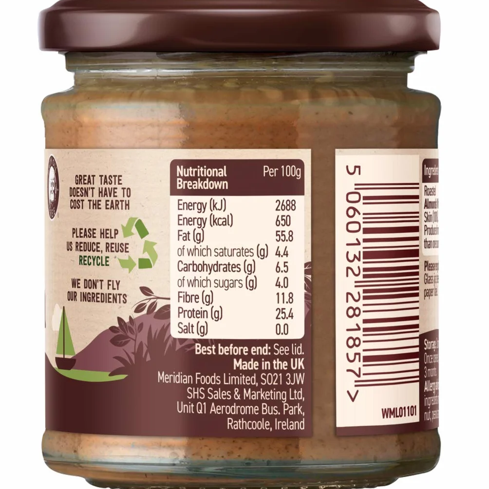 Meridian Smooth masło migdałowe 170 g bez glutenu wegańskie