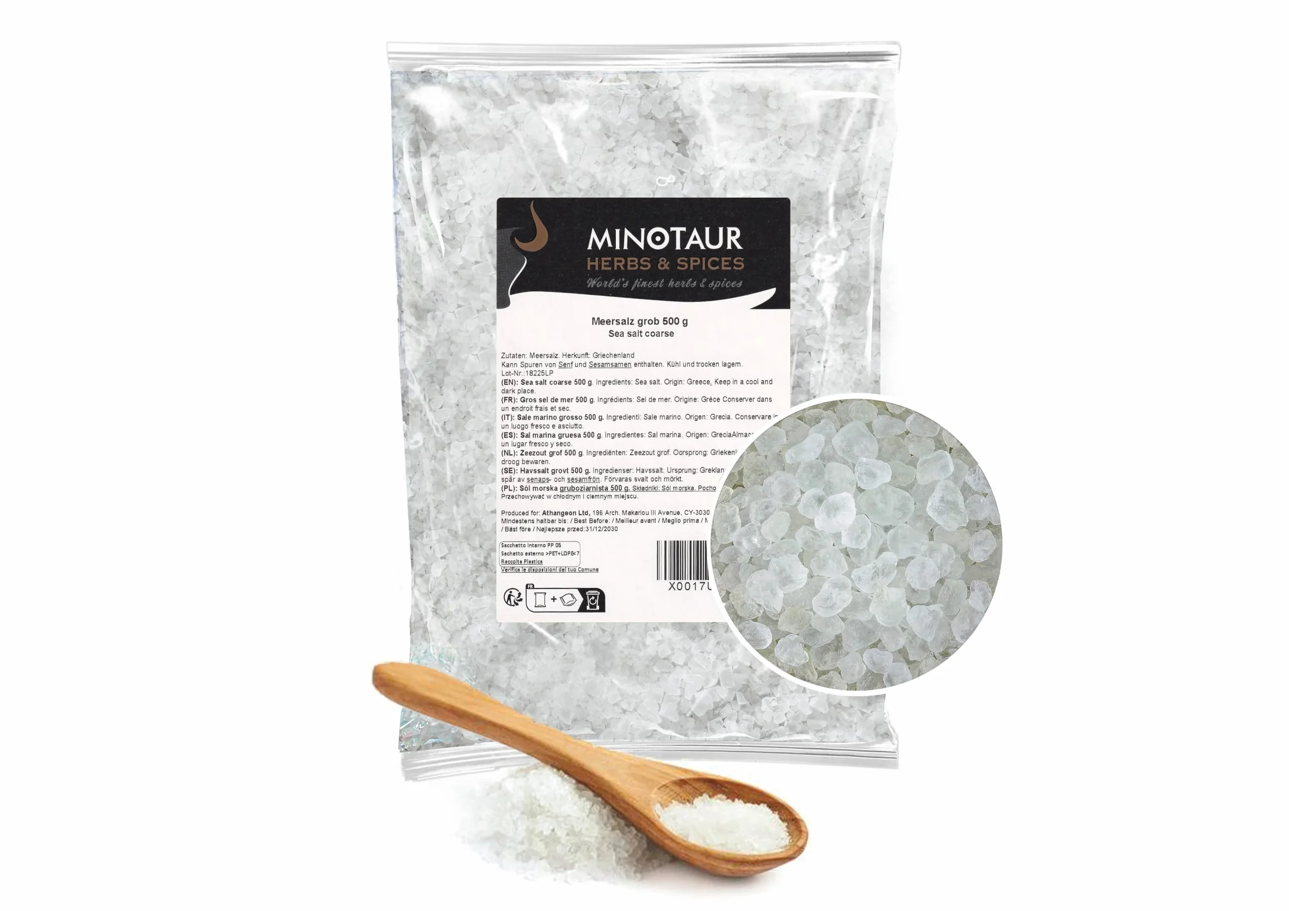 Minotaur Gruba sól morska do młynków solnych 2 x 500 g (1 kg) z jodem