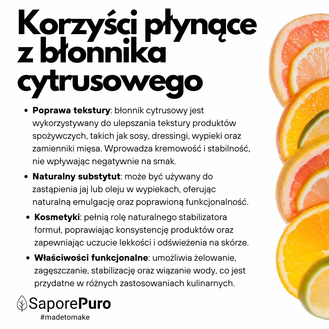 SaporePuro Błonnik cytrusowy 250 g - Zagęszczacz, emulgator i naturalny stabilizator - Idealny do lodów, sosów, serów, polew, wypieków - Bezglutenowy