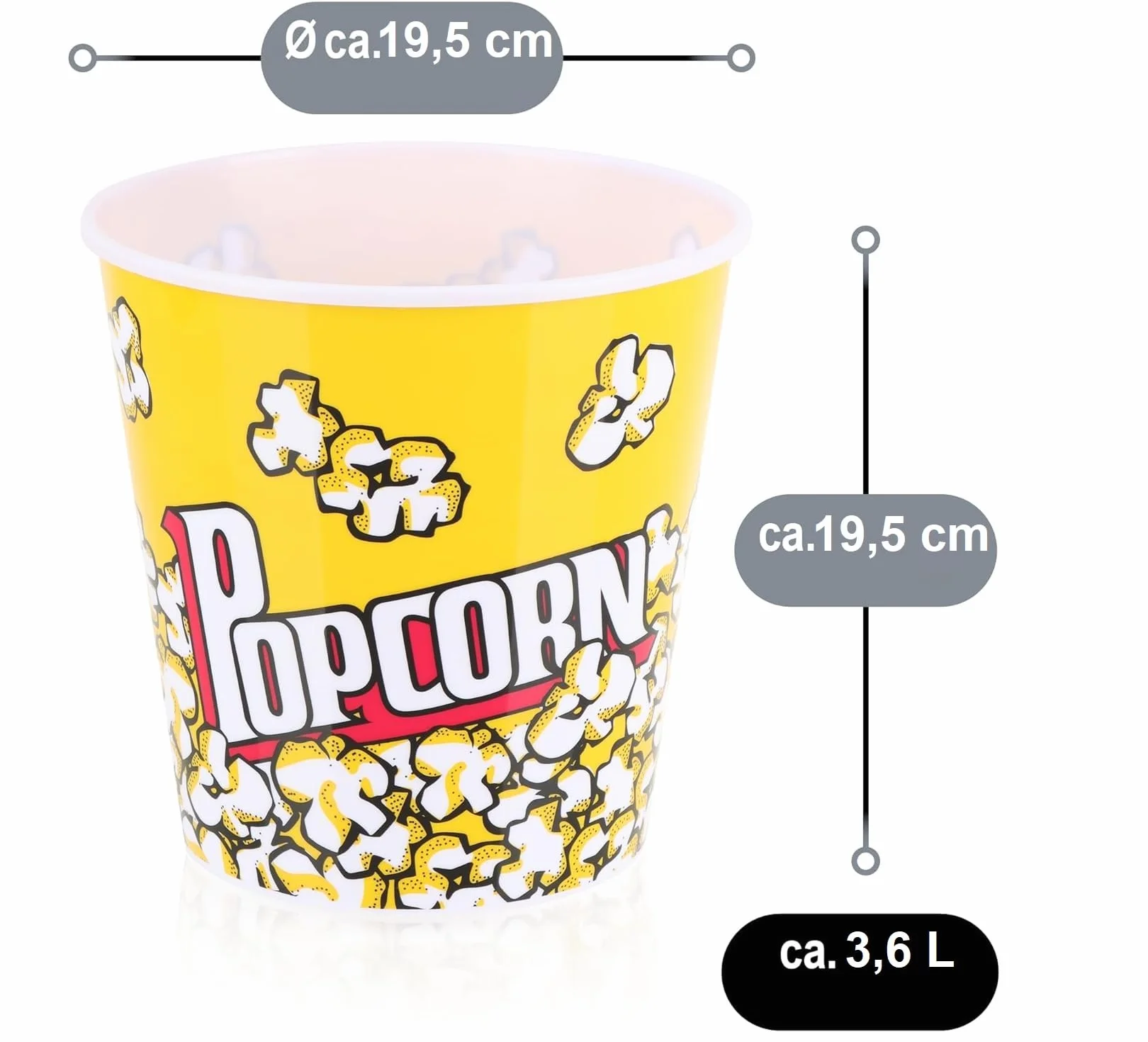 Wiadro Popcorn 3,6 l Pojemności Wielokrotnego Użytku Zmywalne Miska na Popcorn