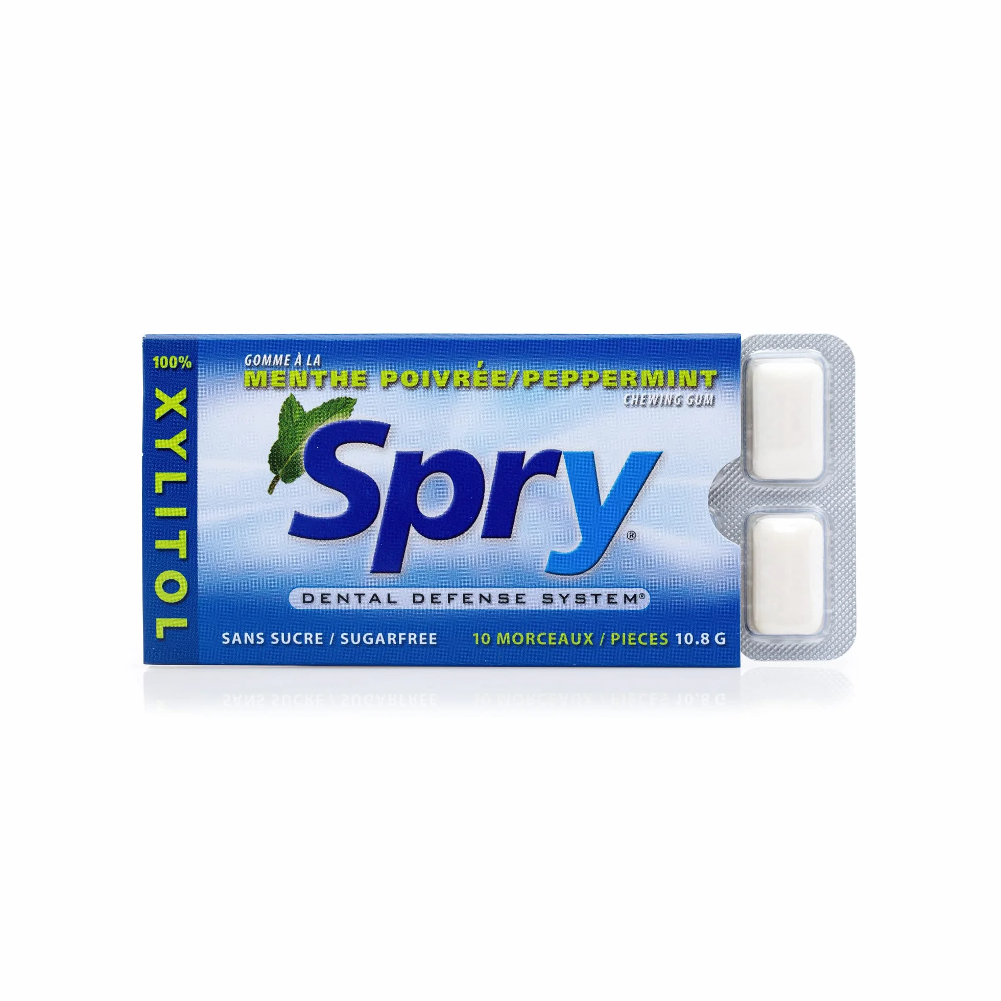 Spry Fresh Naturalna Guma do Żucia z Ksylitolem – Bez Cukru, Bezglutenowa, Świeży Oddech (Peppermint, 20 Blister Cards)