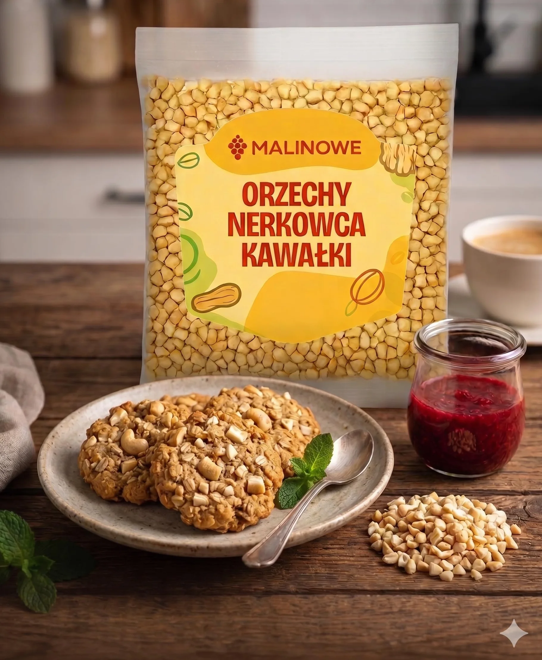 Malinowe ORZECHY NERKOWCA KAWAŁKI 1kg Naturalne Nerkowce