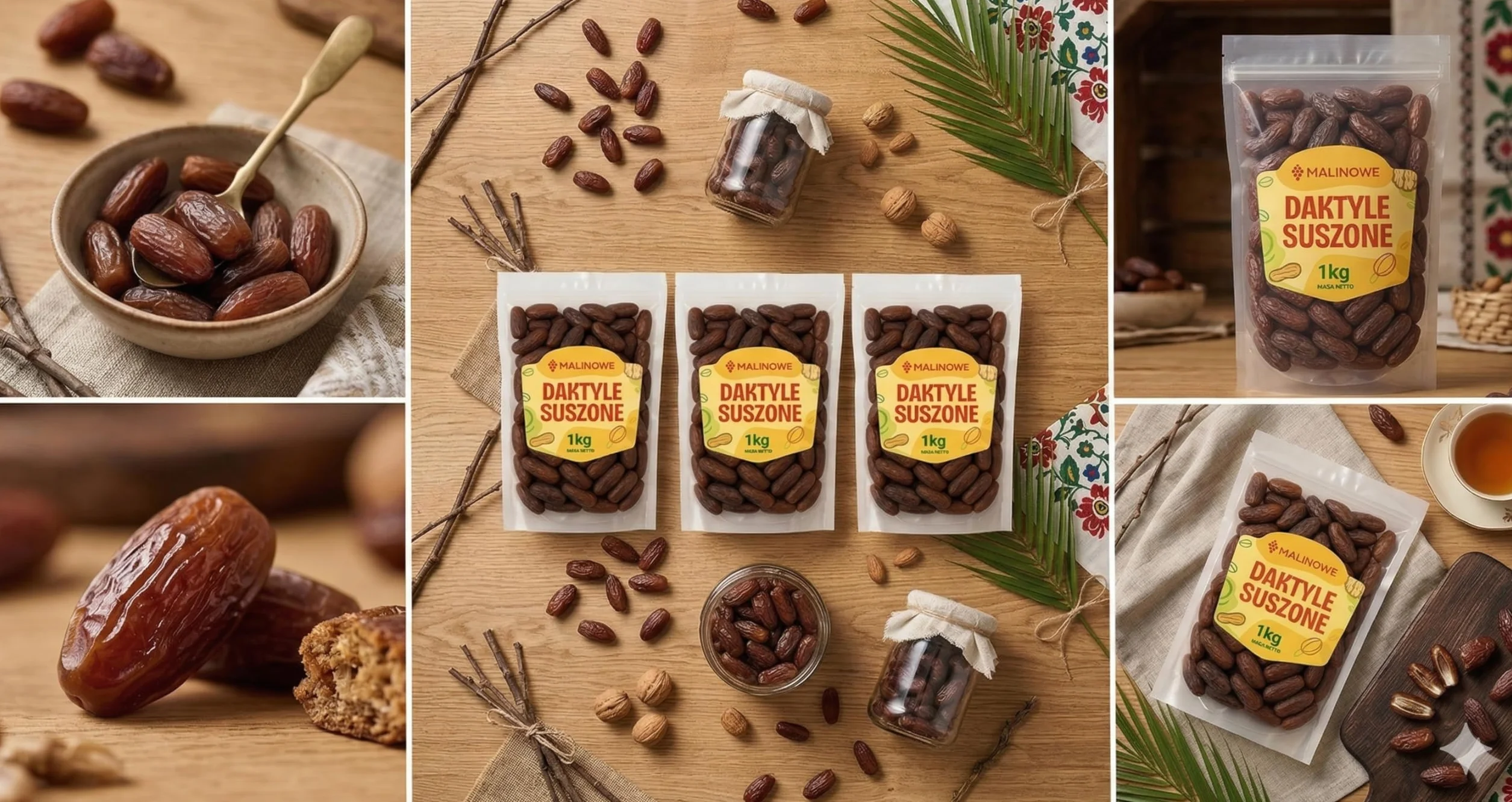 Malinowe DAKTYLE SUSZONE 3x1kg Zestaw Bez Pestek Wyjątkowy Smak