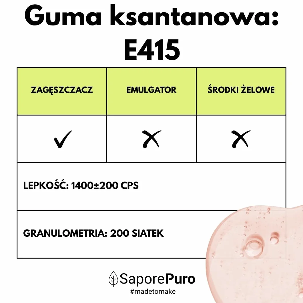 Saporepuro Guma ksantanowa 1 kg – stabilizator, środek wiążący, zagęszczający, idealnie nadaje się do przygotowywania żelów, lodów, słodyczy, kremów, sosów, bez glutenu