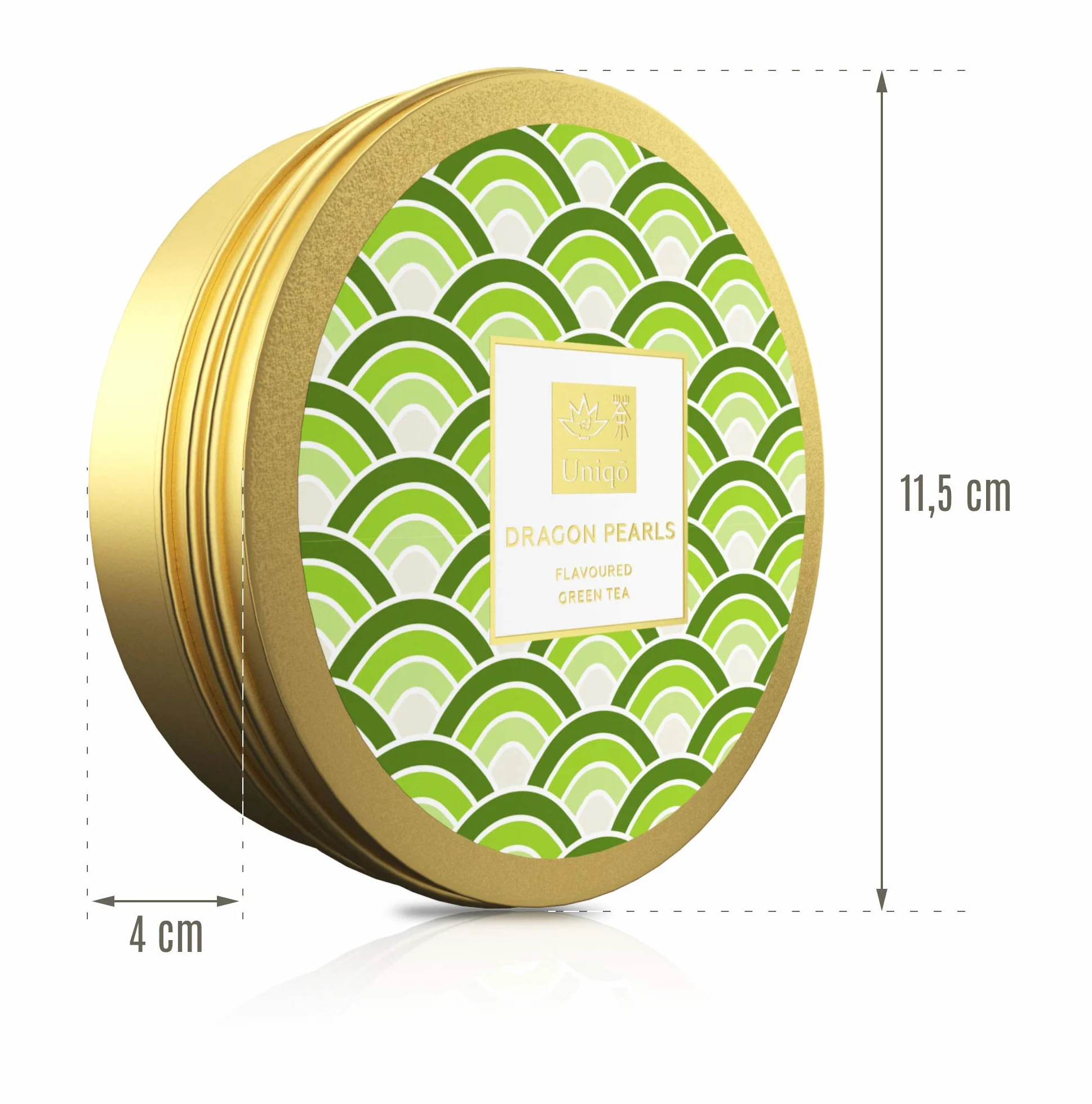 Tea Uniqo herbata jaśminowa Dragon Pearls – prezent na herbatę | Jaśminowa perła smoka naturalnie aromatyzowana zielona herbata luzem w eleganckiej puszce prezentowej | bezglutenowa – wegańska – bez