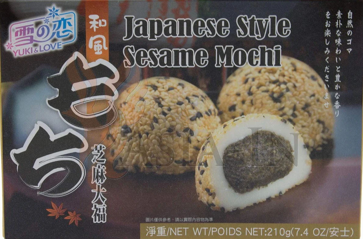 Yuki & Love Japoński styl sezamowy mochi, ciasto ryżowe 210 g (6 x 35 g)