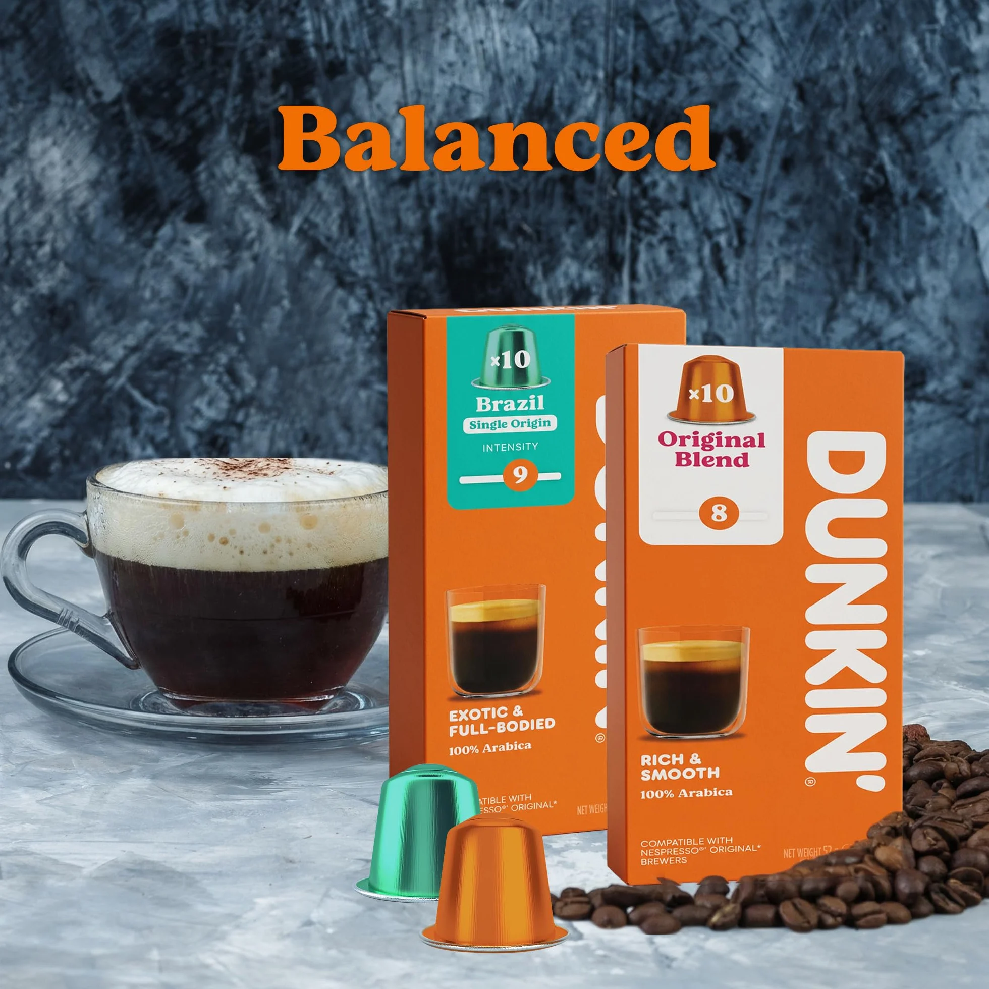 Kapsułki Kawy Dunkin’ Donuts 80 Kapsułek Zestaw 8 Smaków 100% Arabika Kompatybilne z Nespresso