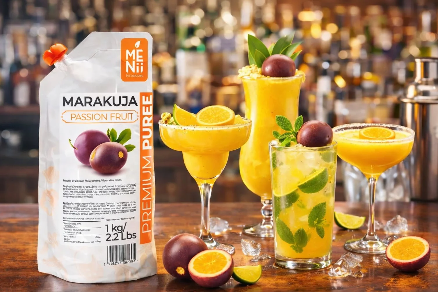 Marakuja Premium Puree Maracuja Pulpa Owocowa 1 kg do deserów, koktajli, twarogu, napojów, sorbetu, galaretki, marakui, Premium Puree, przecier owocowy