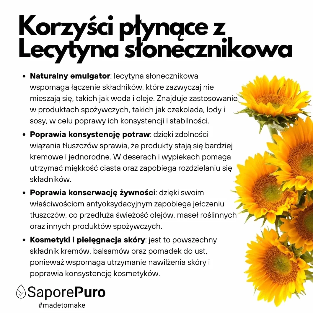 SaporePuro Leacytyna Słonecznikowa w Proszku 50 g – Naturalny Emulgator BEZGLUTENOWY