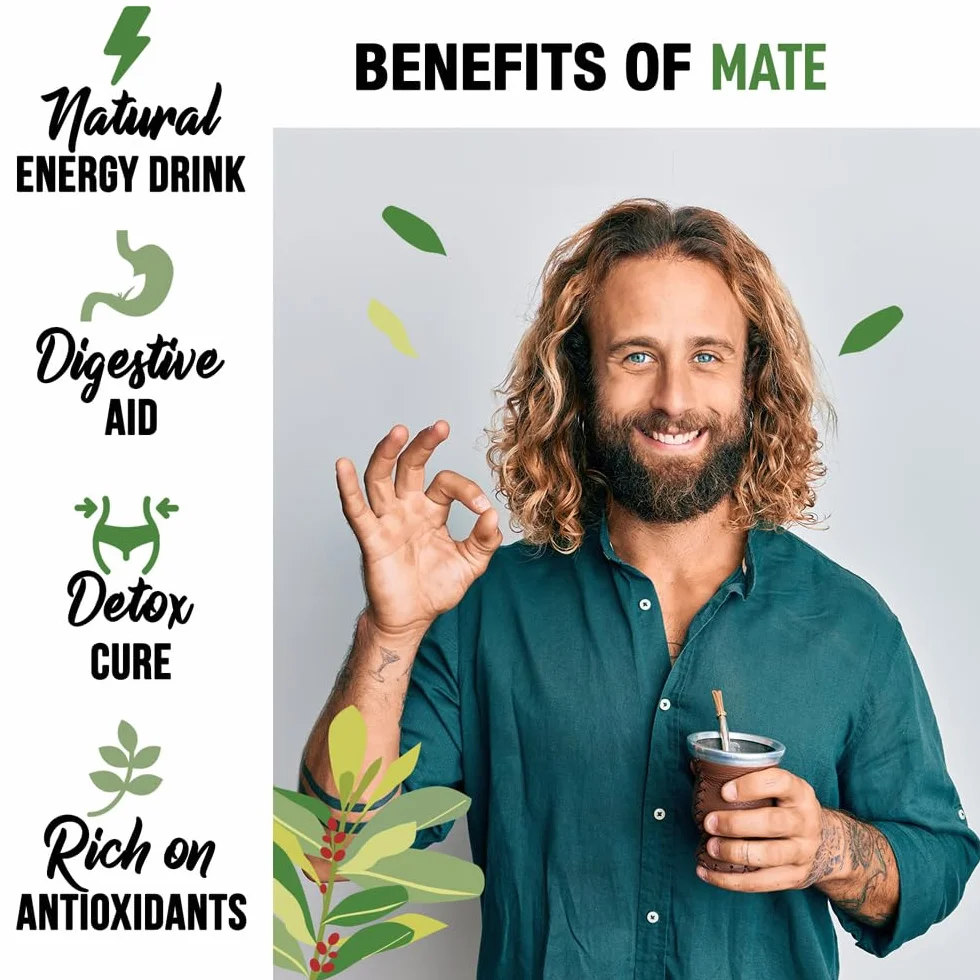 ORIGEENS Yerba Mate Organic 1KG - Zielona Yerba Maté bez dymu, bez łodygi, 0 pyłu