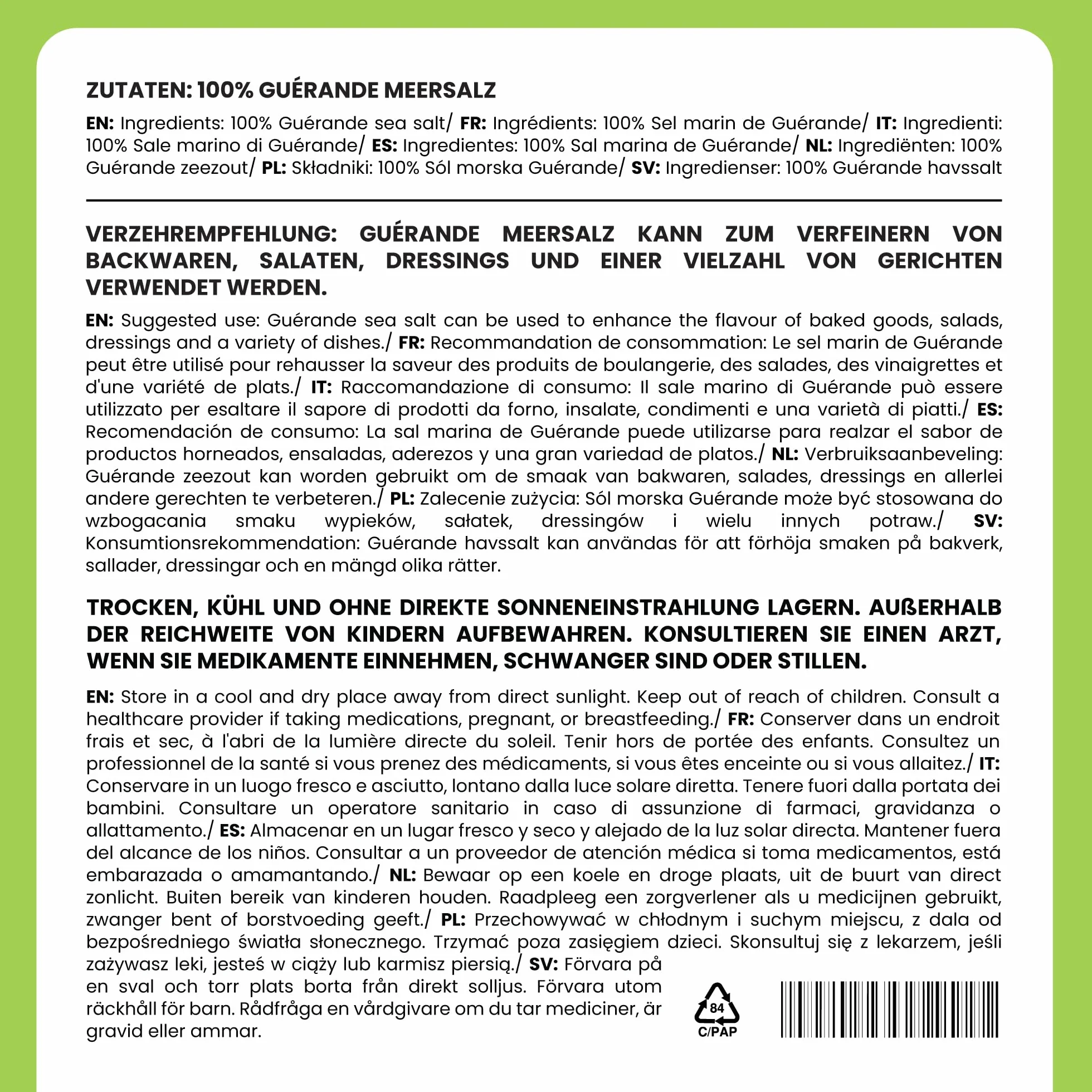 Alpi Nature Fleur de Sel de Guérande Gruboziarnista Sól 400g, Gruboziarnista Sól Morska z Guérande < 6 mm, Sel de Guérande ChNP