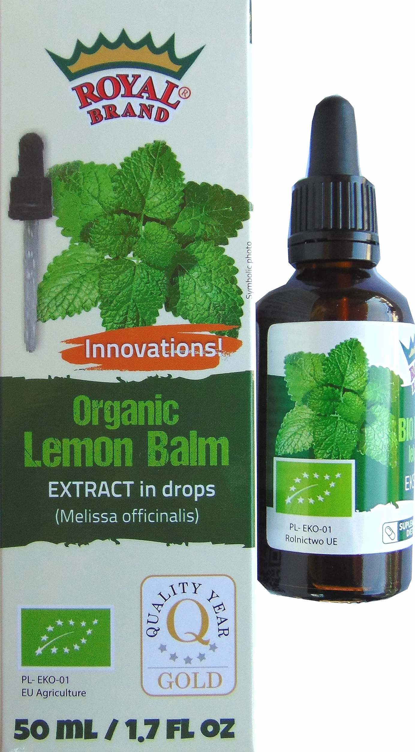 Melisa lub melisa (Melissa officinalis) liście/BIO/Organic/płynny ekstrakt krople 50 ml z pipetą