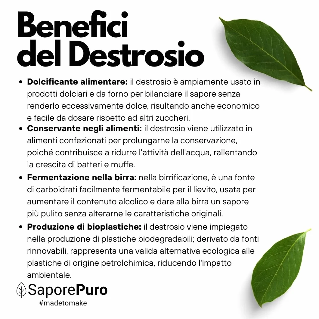 SaporePuro DEKSTROZA Monohydrat 1 kg - Idealny do deserów, lodów i sorbetów