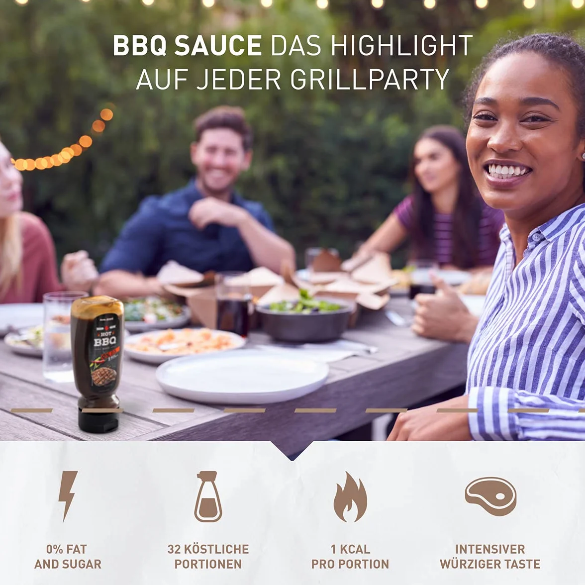 MNIEJ CUKRU I NIEBIEŻO TŁUSZCZONY - Sos Body Attack BBQ zawiera zarówno 0% cukru, jak i 0% tłuszczu. Dzięki temu nasz sos idealnie nadaje się do każdej diety.