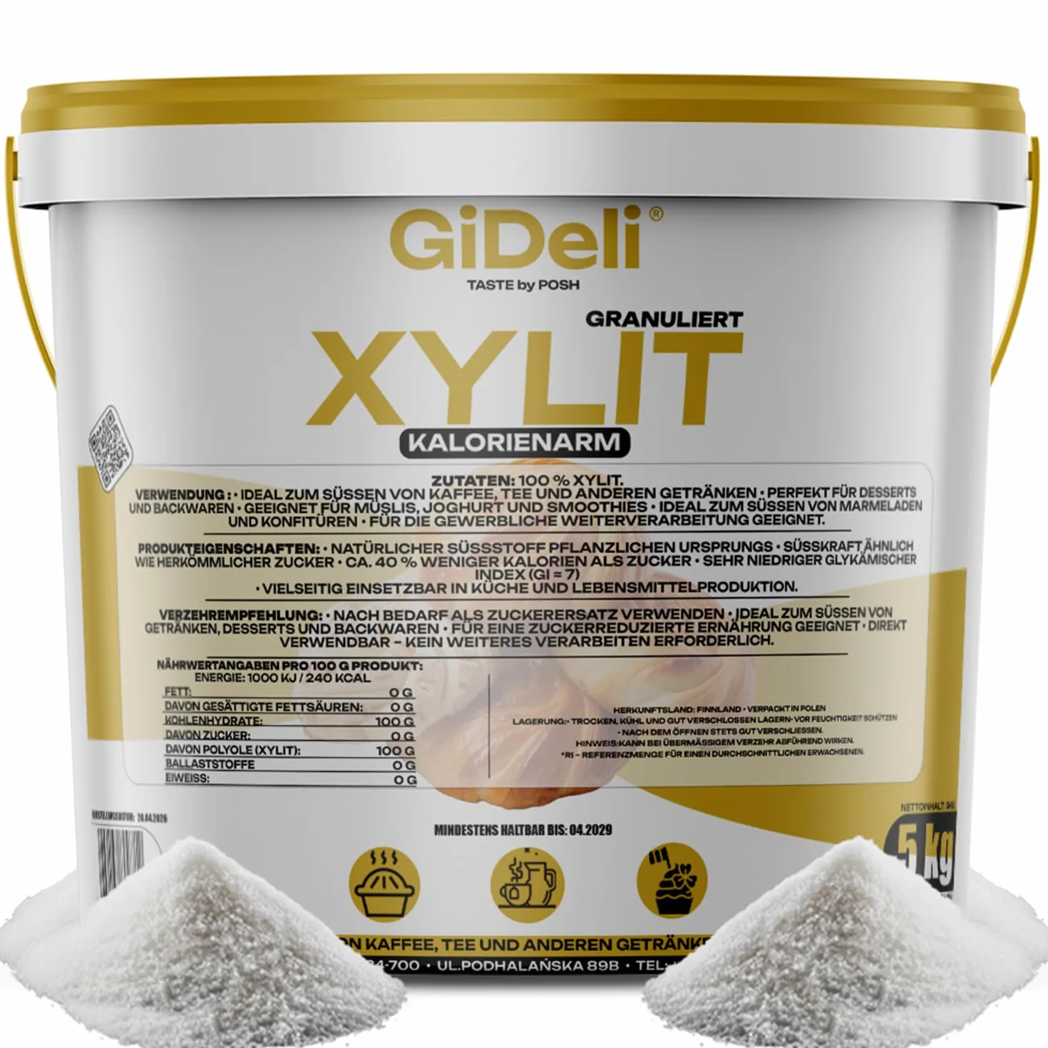 Xylit cukier oryginalny z Finlandii 5 kg w wiaderku cukier brzozowy zamiennik żywności słodzik