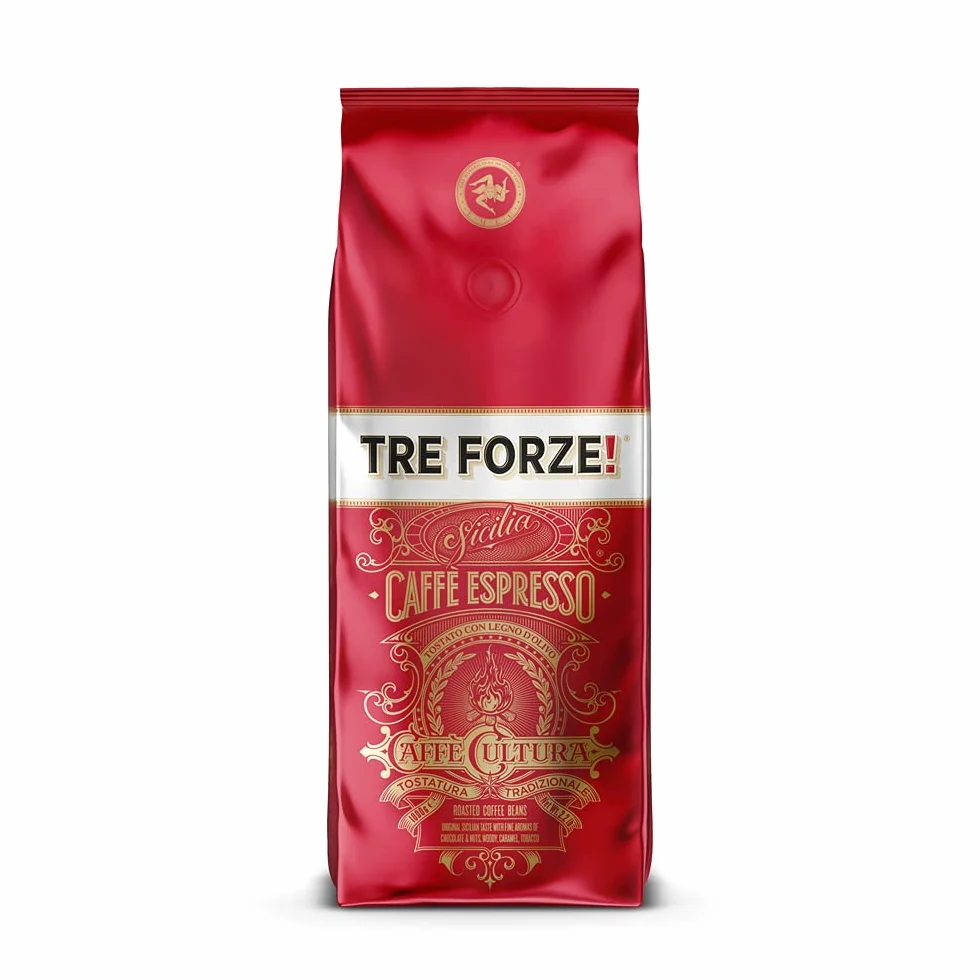 TRE FORZE! Espresso Caffè 1 kg ziaren espresso tradycyjne palenie na ogniu z drewna oliwkowego ręczne wykonanie