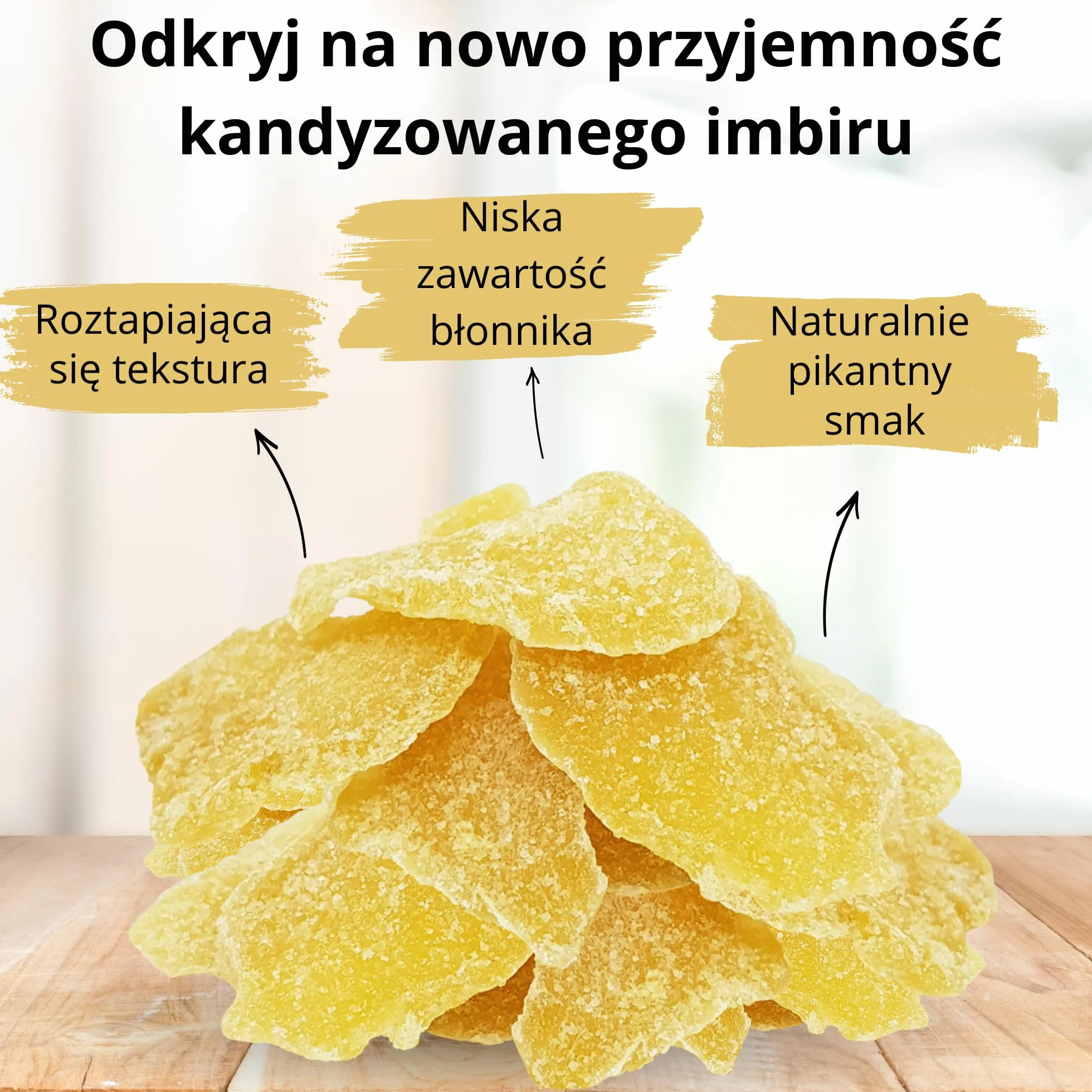 Kandyzowany imbir bio słupki 940g Certyfikat Bio