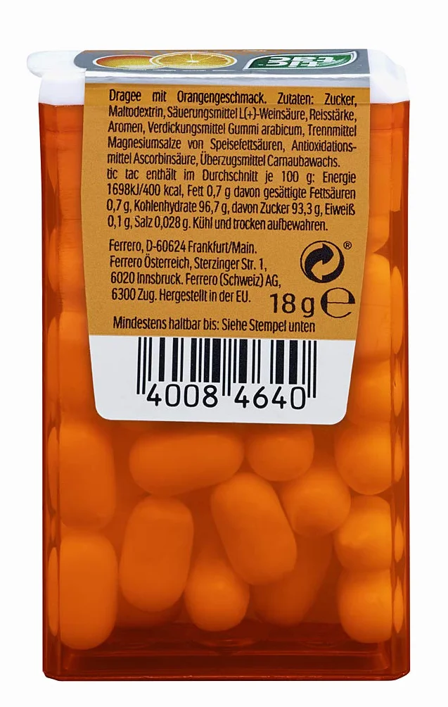 FERRERO Tic Tac Drażetki o smaku pomarańczowym 18 g