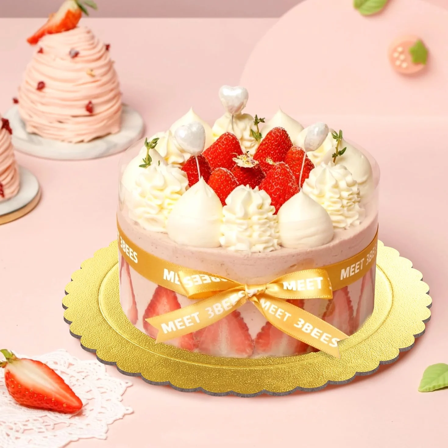 Podkładki pod tort 25 cm Podkładki pod tort okrągłe 6 sztuk Kuchenne płyty kartonowe z papieru ponownego użycia Podkładki pod tort do transportu ciast i tortów złote (10 cali złote)