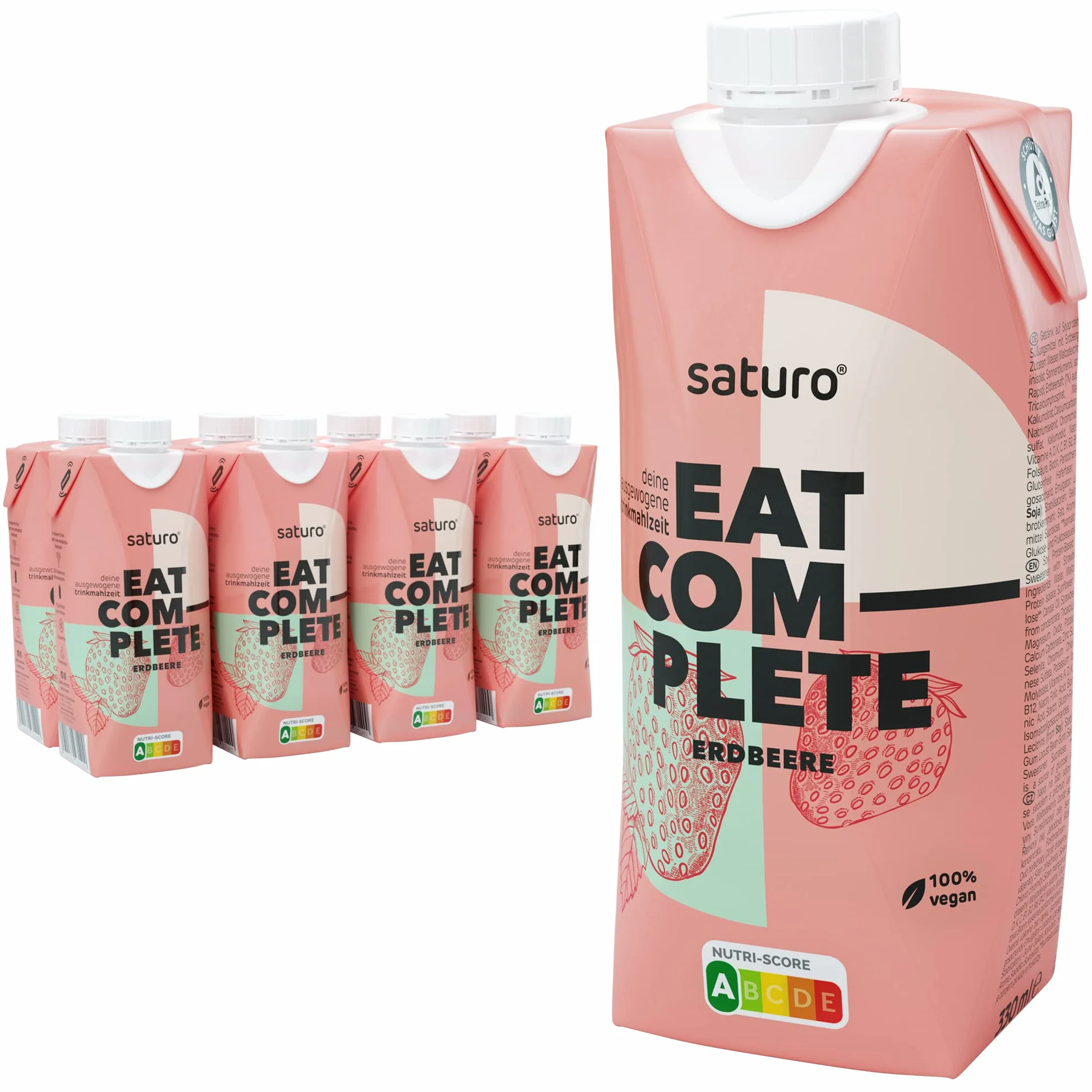 Saturo Pożywienie do picia truskawka 330 kcal białko 8 x 330 ml