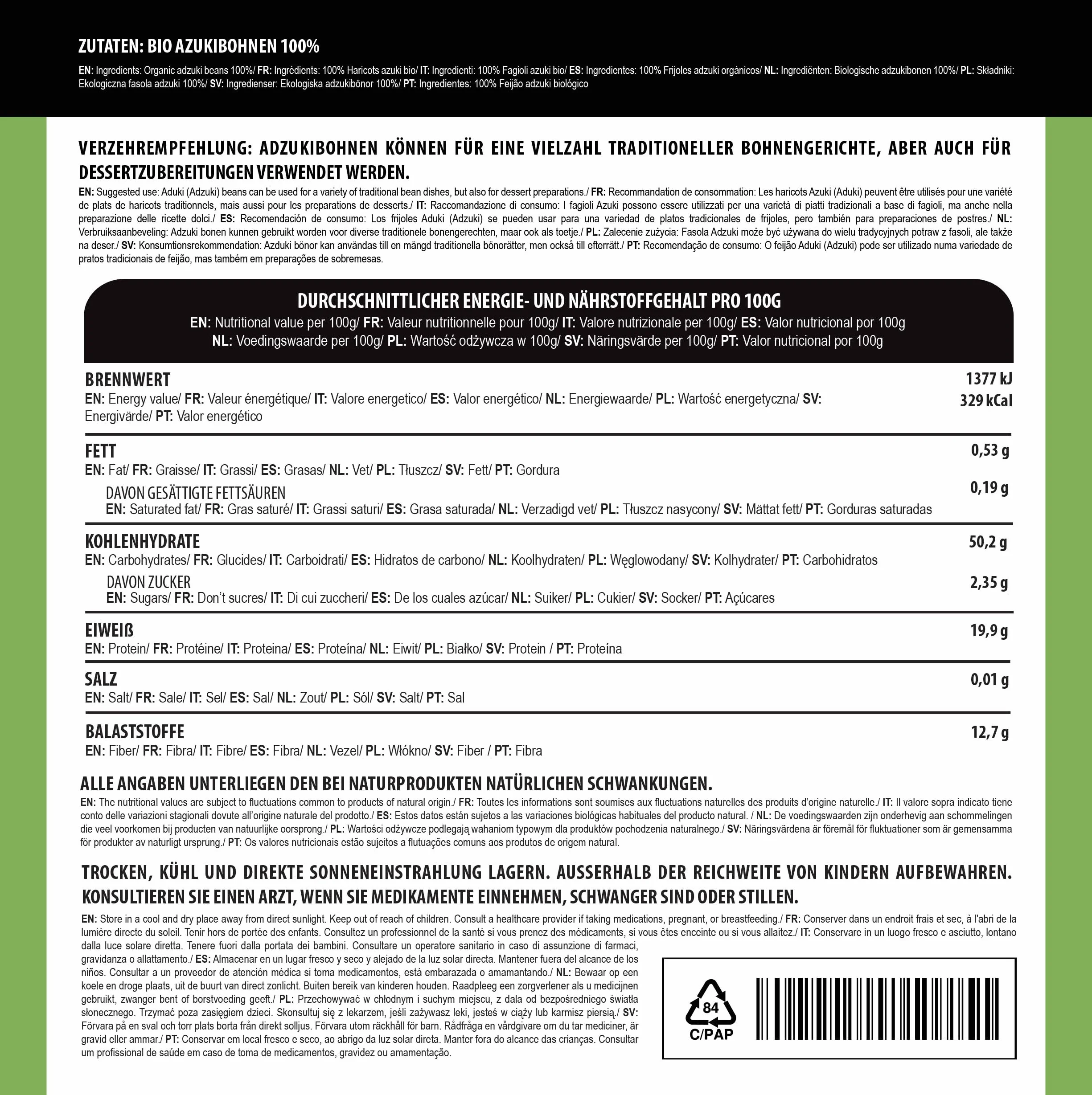 Alpi Nature Ekologiczna Fasola Adzuki 500g Całe Czerwone Ziarna Bezglutenowe