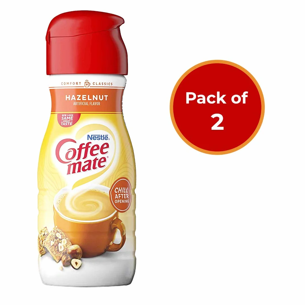 Coffee Mate Płynny krem do kawy orzech laskowy - wybielacz do kawy - 473 g (2 sztuki)