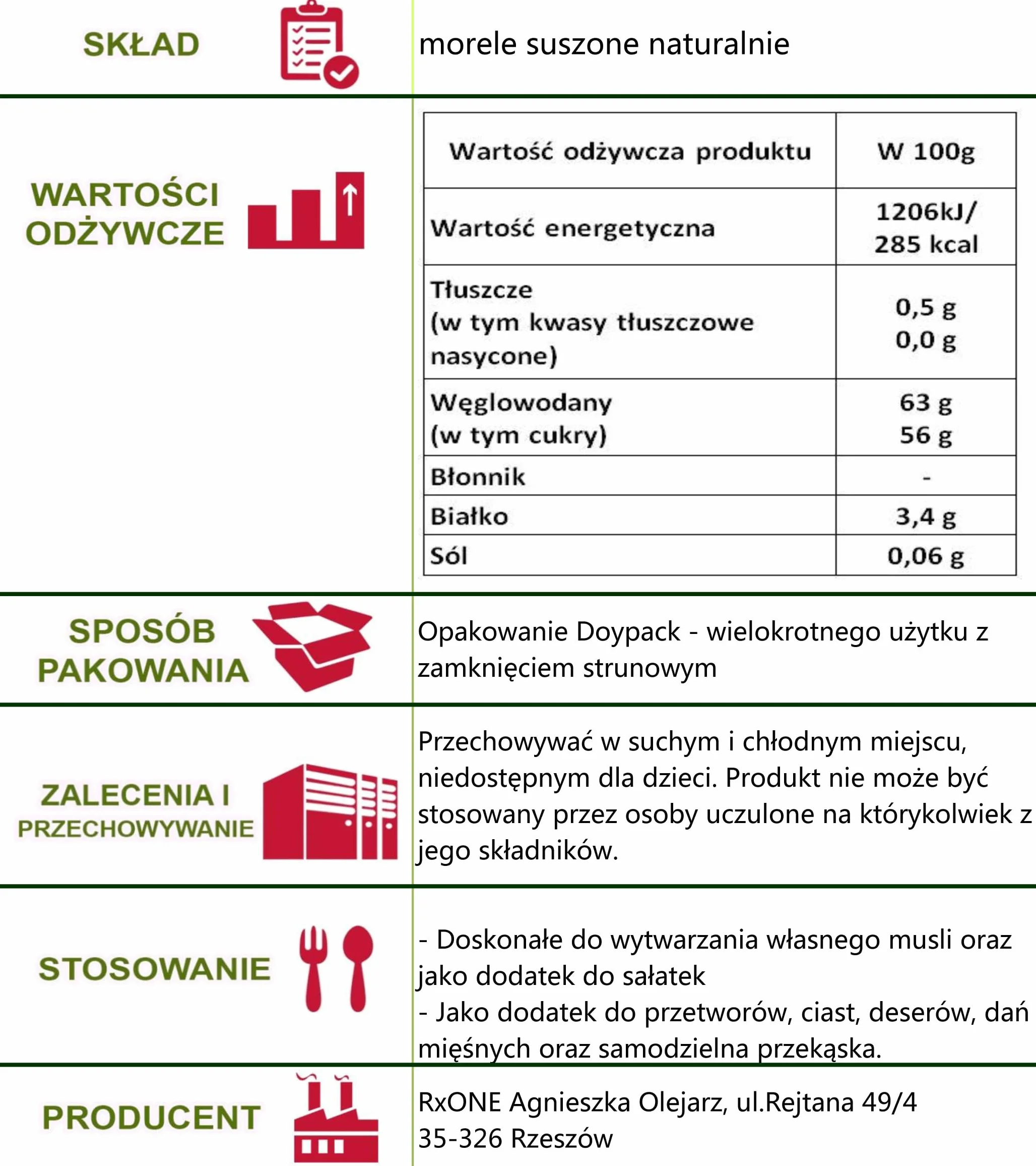 Malinowe MORELE SUSZONE NATURALNE 1kg Naturalne Ciemne