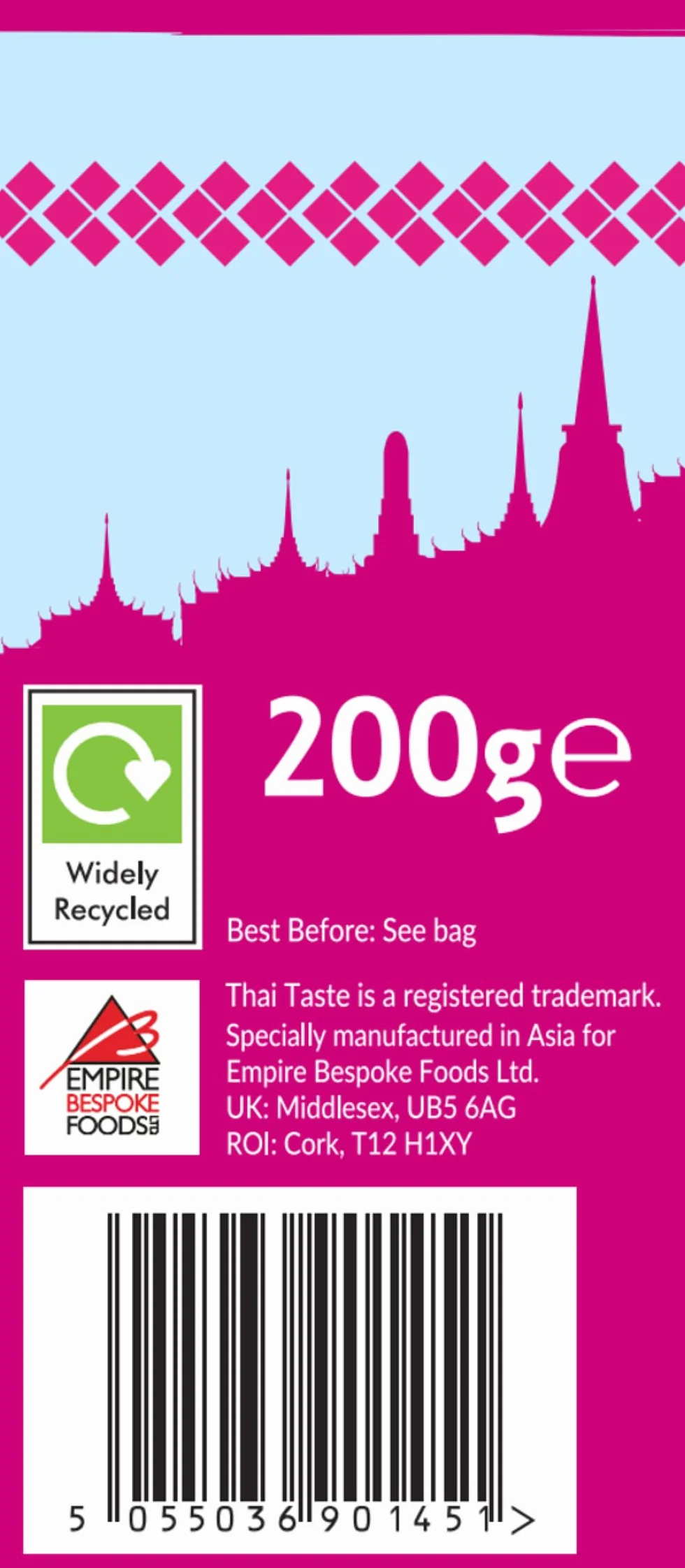 Thai Taste Składany makaron ryżowy 200 g opakowanie 6 szt.
