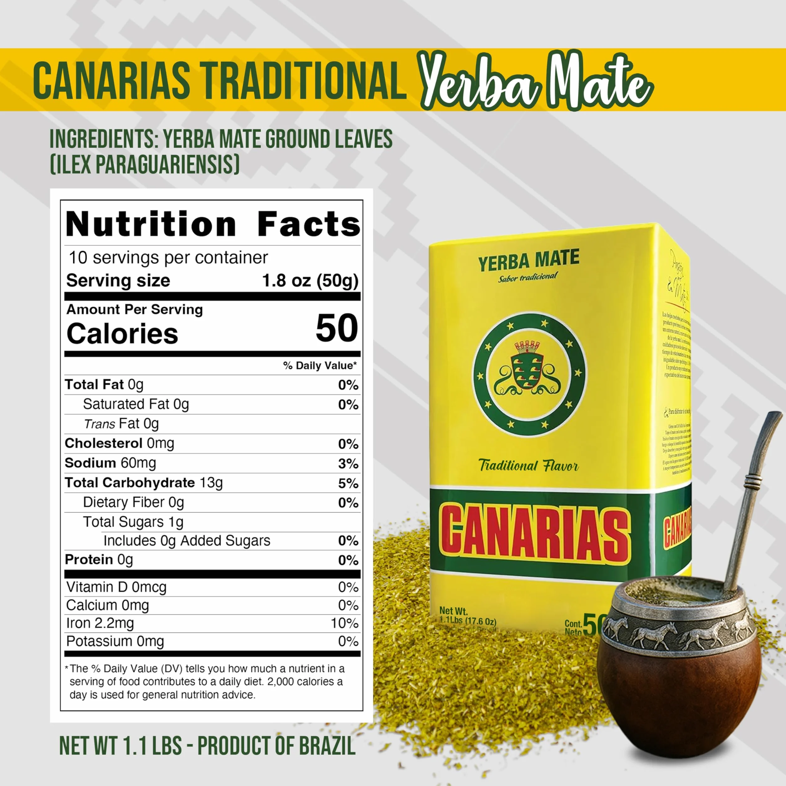 Canarias Yerba Mate Canarias (matowa trawa) 500g