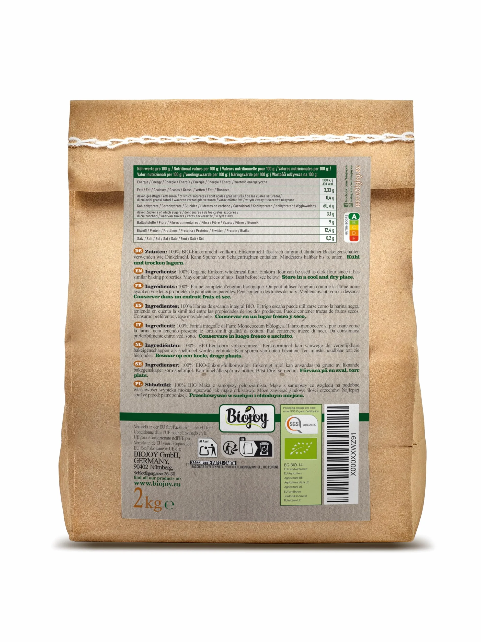 Biojoy BIO-Mąka z samopszy pełnoziarnista Triticum monococcum 2 kg