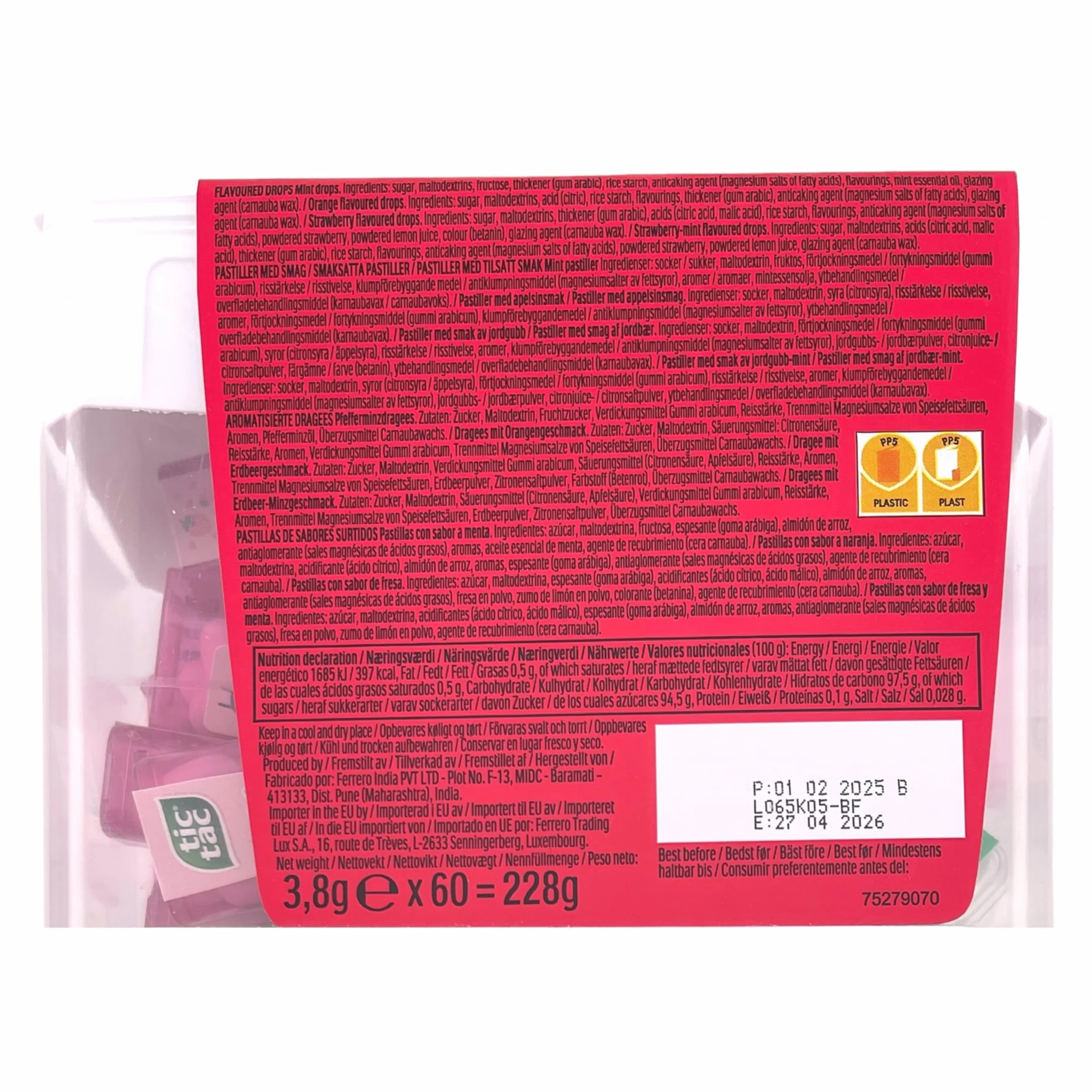 Tic Tac Travels Strawberry cukierki owocowe 60szt