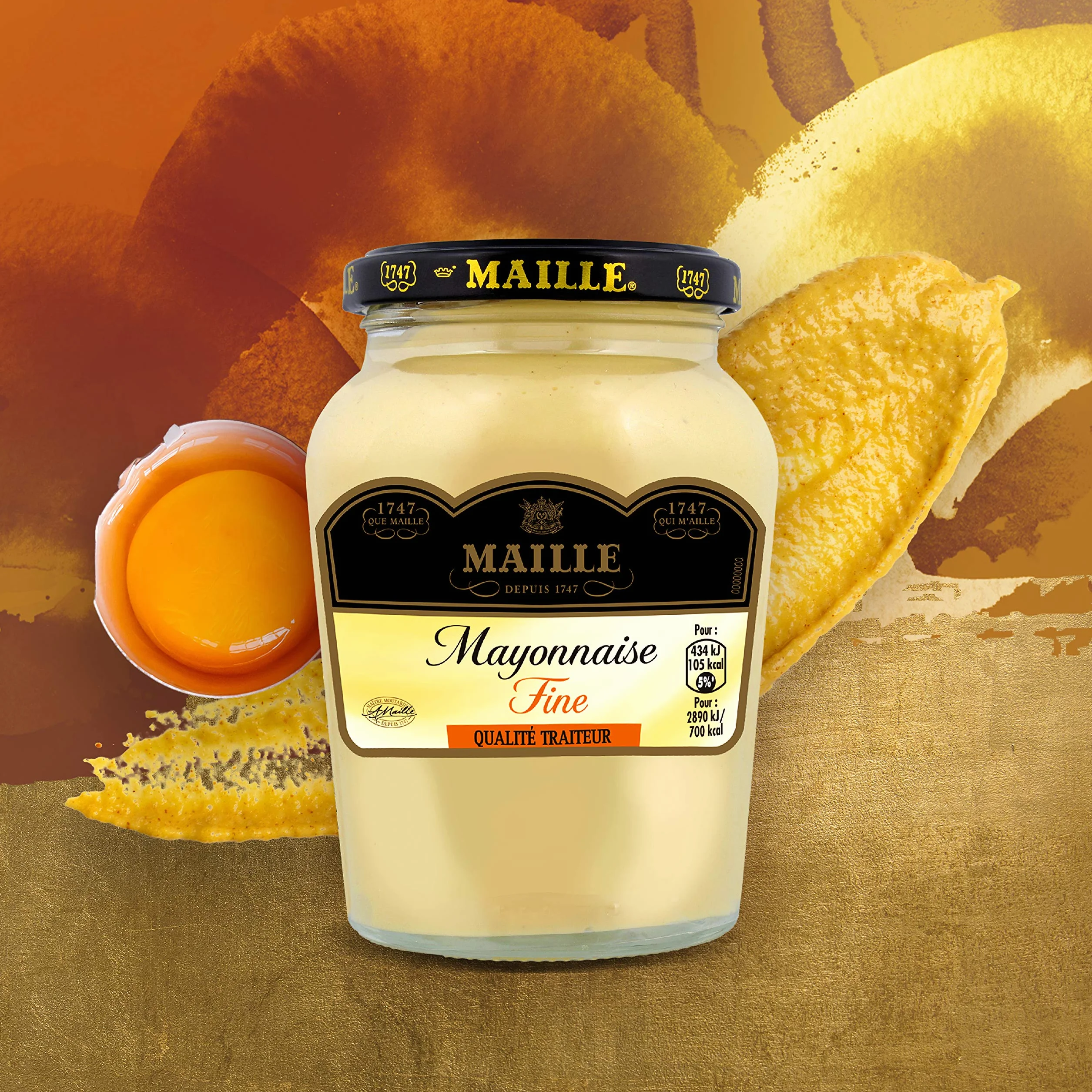 Maille Majonez wysokiej jakości słoiki gastronomiczne, gładka tekstura, wzbogacone musztardą Dijon 320 g