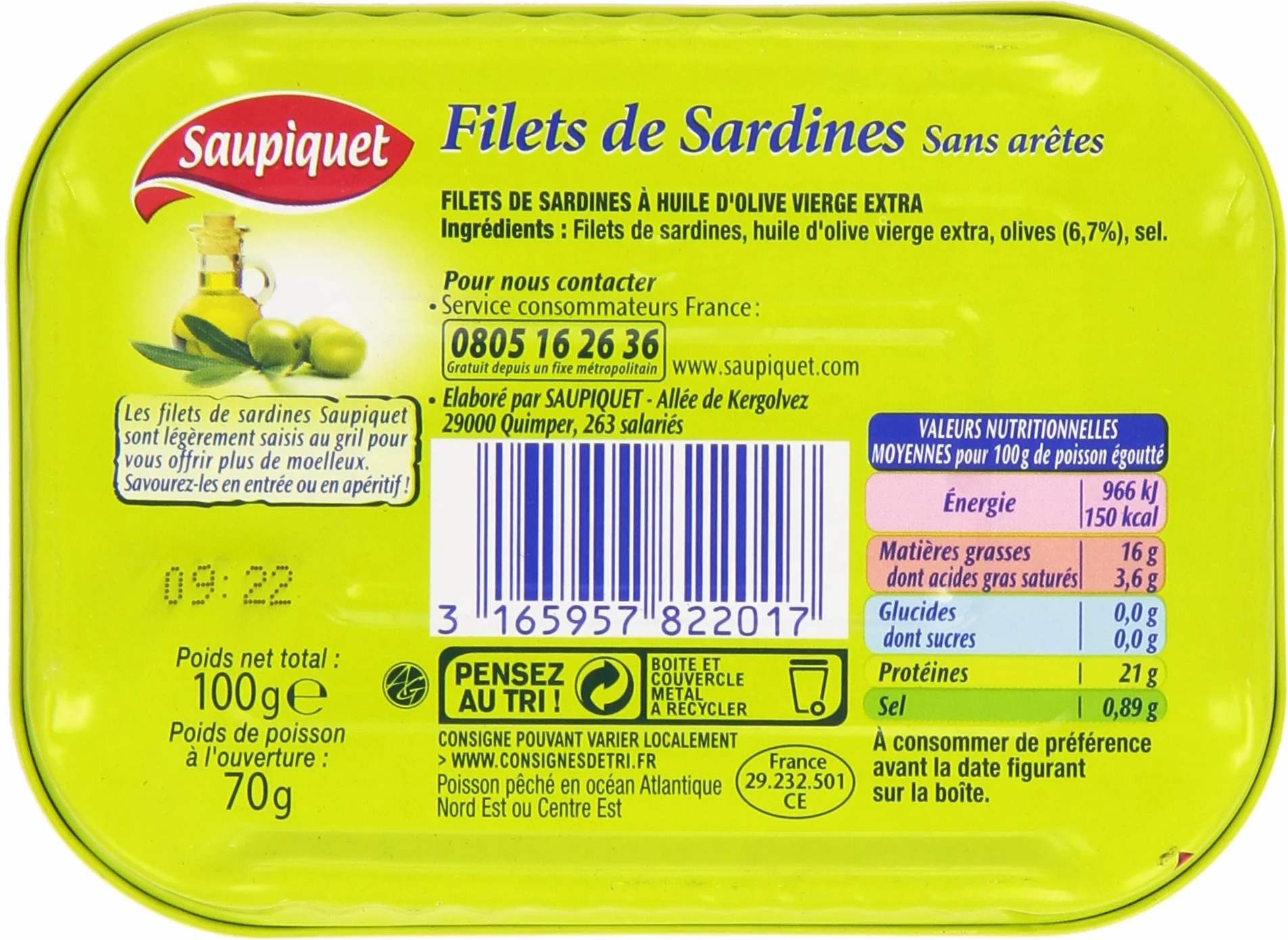 Saupiquet Sardynki z oliwą z oliwek, 100 g