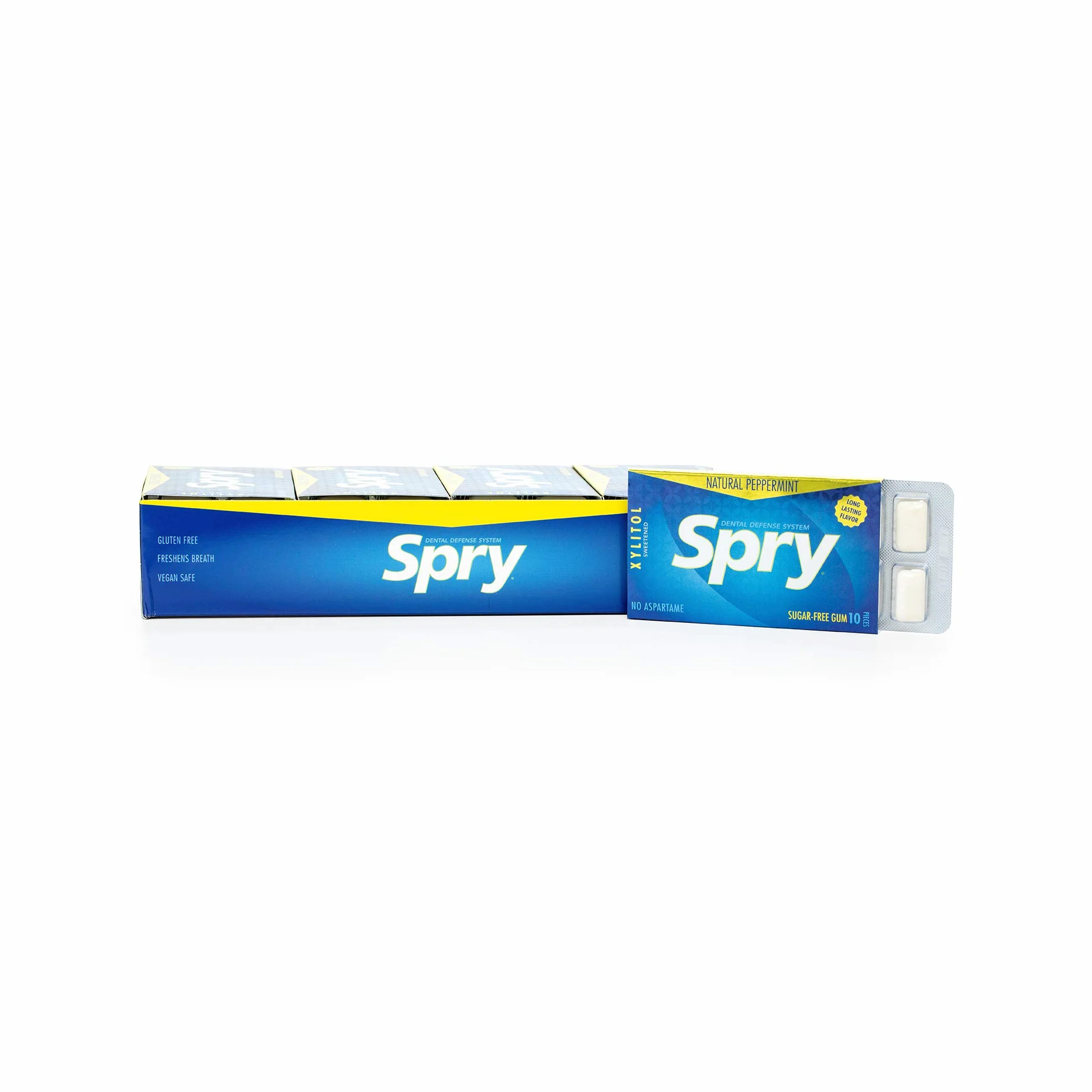 Spry Fresh Naturalna Guma do Żucia z Ksylitolem – Bez Cukru, Bezglutenowa, Świeży Oddech (Peppermint, 20 Blister Cards)