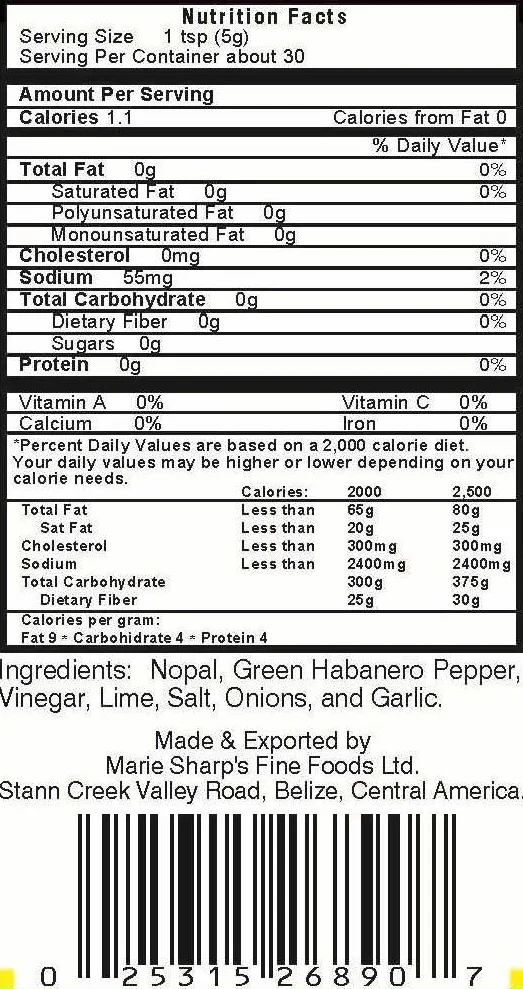 Marie Sharp's – Green Habanero Pepper sos – 148 ml
