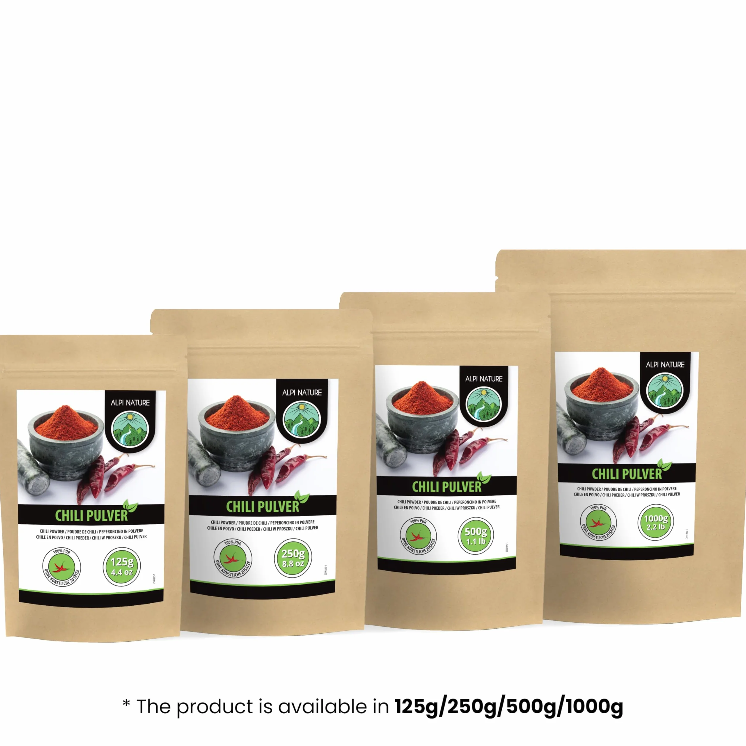 Alpi Nature Proszek Chili 125g, Suszone i Mielone Papryczki, Mielony Ostry Proszek Chili