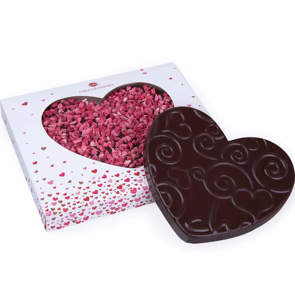 ChocoHerz - Delikatna gorzka czekolada z malinami w kształcie serca | Czekolada | Prezent | Dla kobiety | Kobiety | Dziewczyny | Mama | Matki | Matki | Walentynki | Urodziny | Dzień Matki