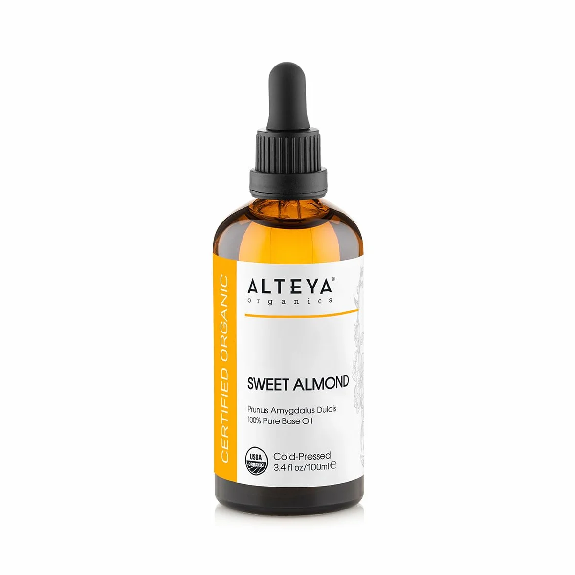 Alteya Organiczny olejek ze słodkich migdałów 100 ml - 100% certyfikowany przez USDA Organiczny naturalny olej nośny ze słodkich migdałów tłoczonych na zimno