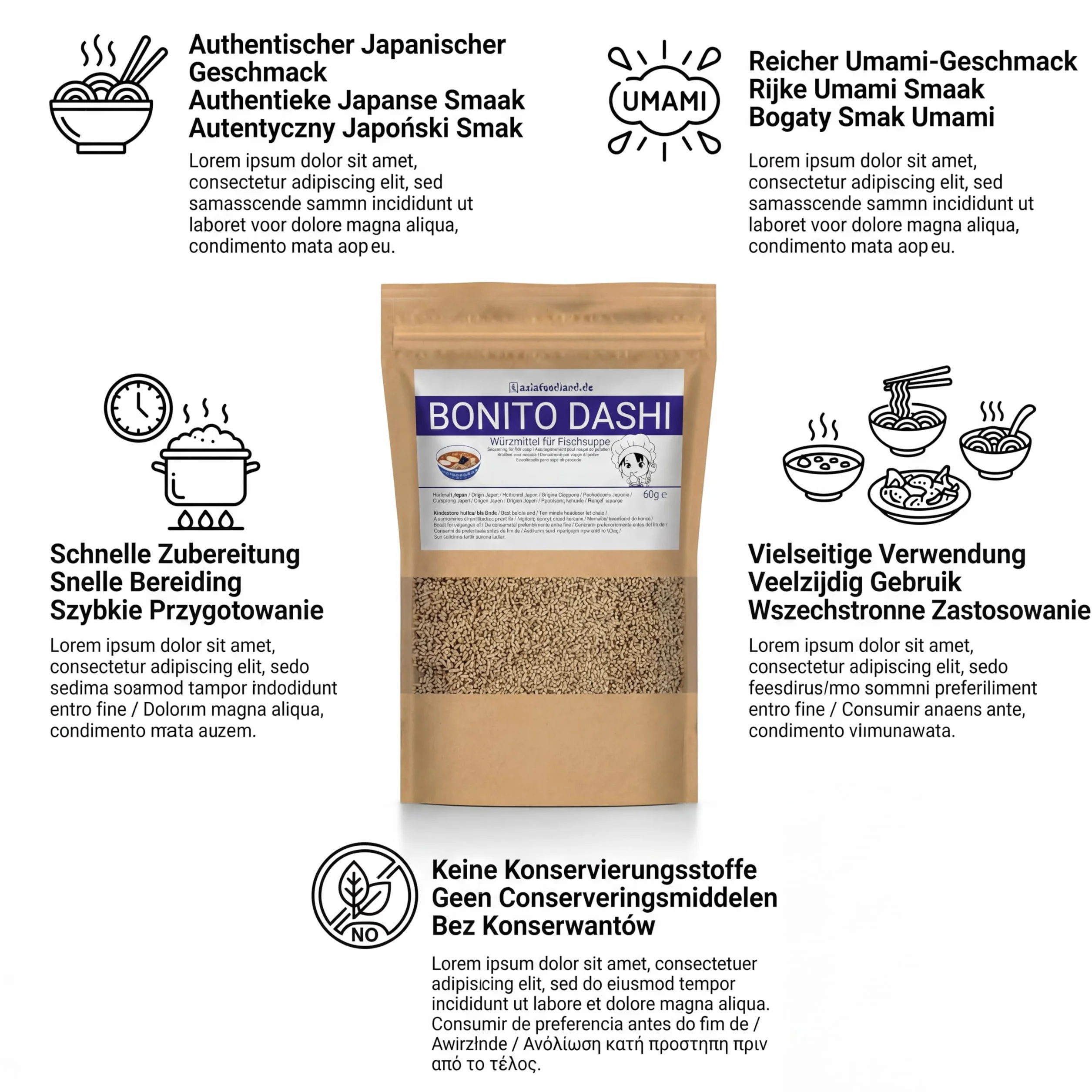 Asiafoodland - Bonito Dashi - Przyprawa do zupy rybnej - Dashi Powder, 1 opakowanie (1 x 60 g)