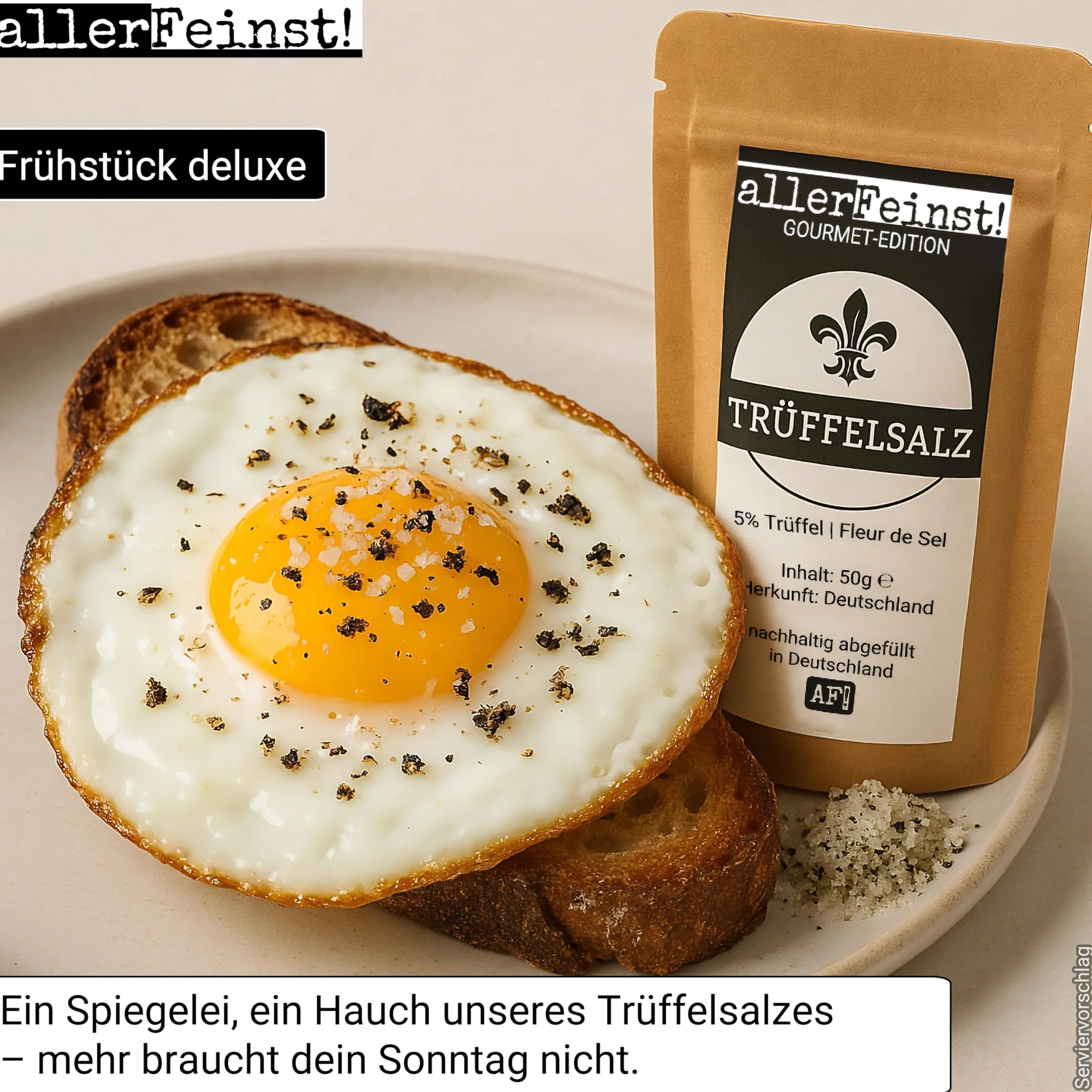 allerFeinst! - Sól truflowa premium z 5% truflą | Gourmet Fleur de Sel przyprawa truflowa | prawdziwa trufla letnia | tuber aestivum, 1 opakowanie (1 x 50 g)