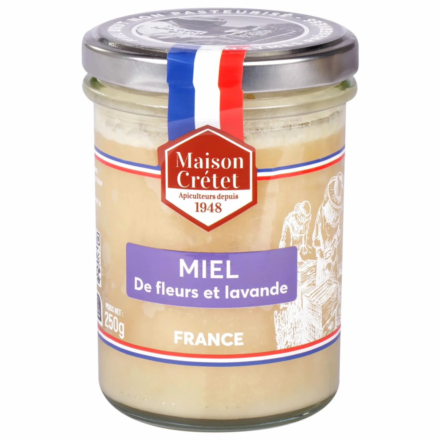 Maison Crétet | Miód francuski kwiaty lawendy | Miód niepasteryzowany | 100% naturalny | szklany słoik 250g
